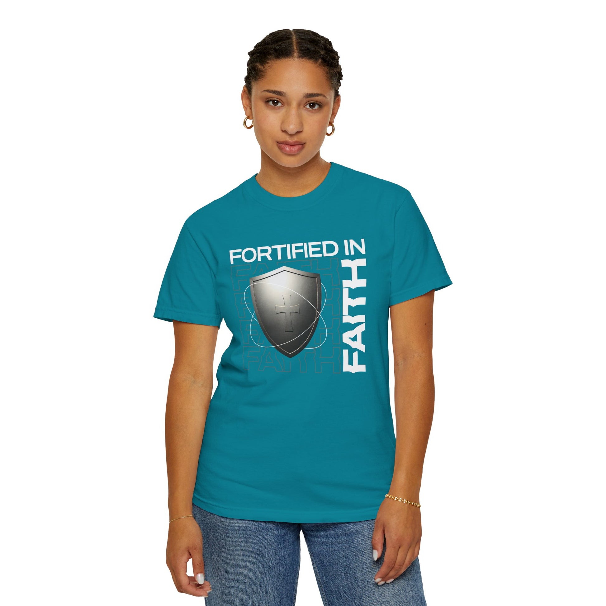"Fortified In Faith " Unisex Garment-Dyed T-Shirt - The Shield of Light