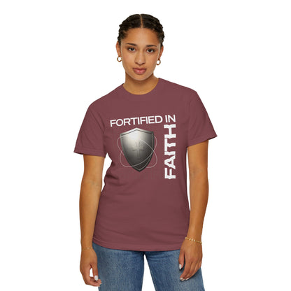 "Fortified In Faith " Unisex Garment-Dyed T-Shirt - The Shield of Light