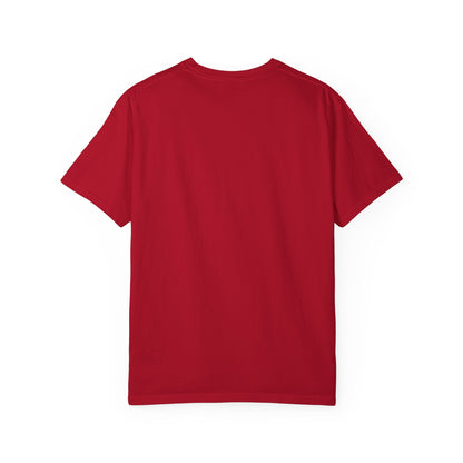Black unisex "Run The Race" garment-dyed T-shirt by Printify, featuring a casual fit and bold printed design.