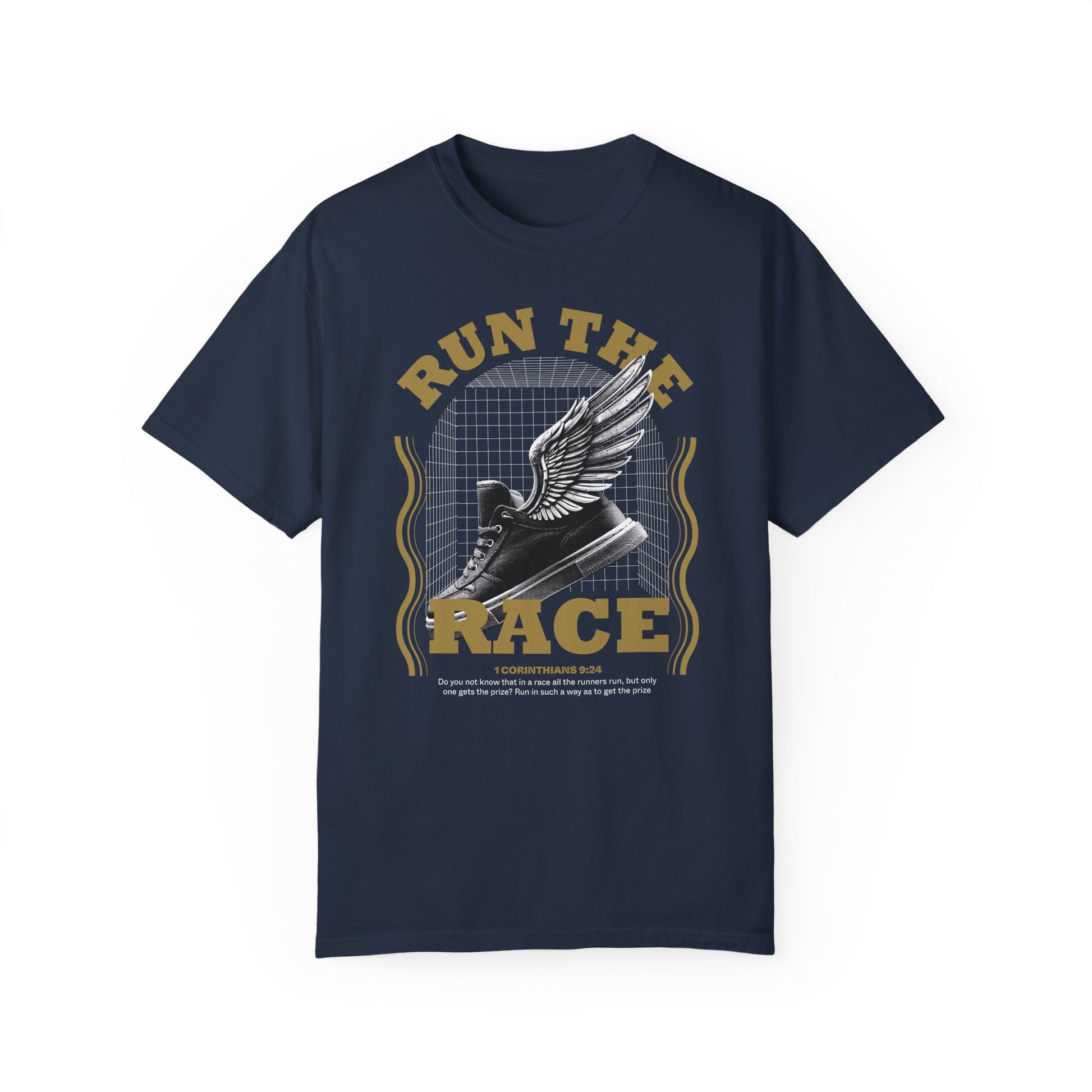 "Run The Race" Unisex Garment-Dyed T-Shirt - The Shield of Light