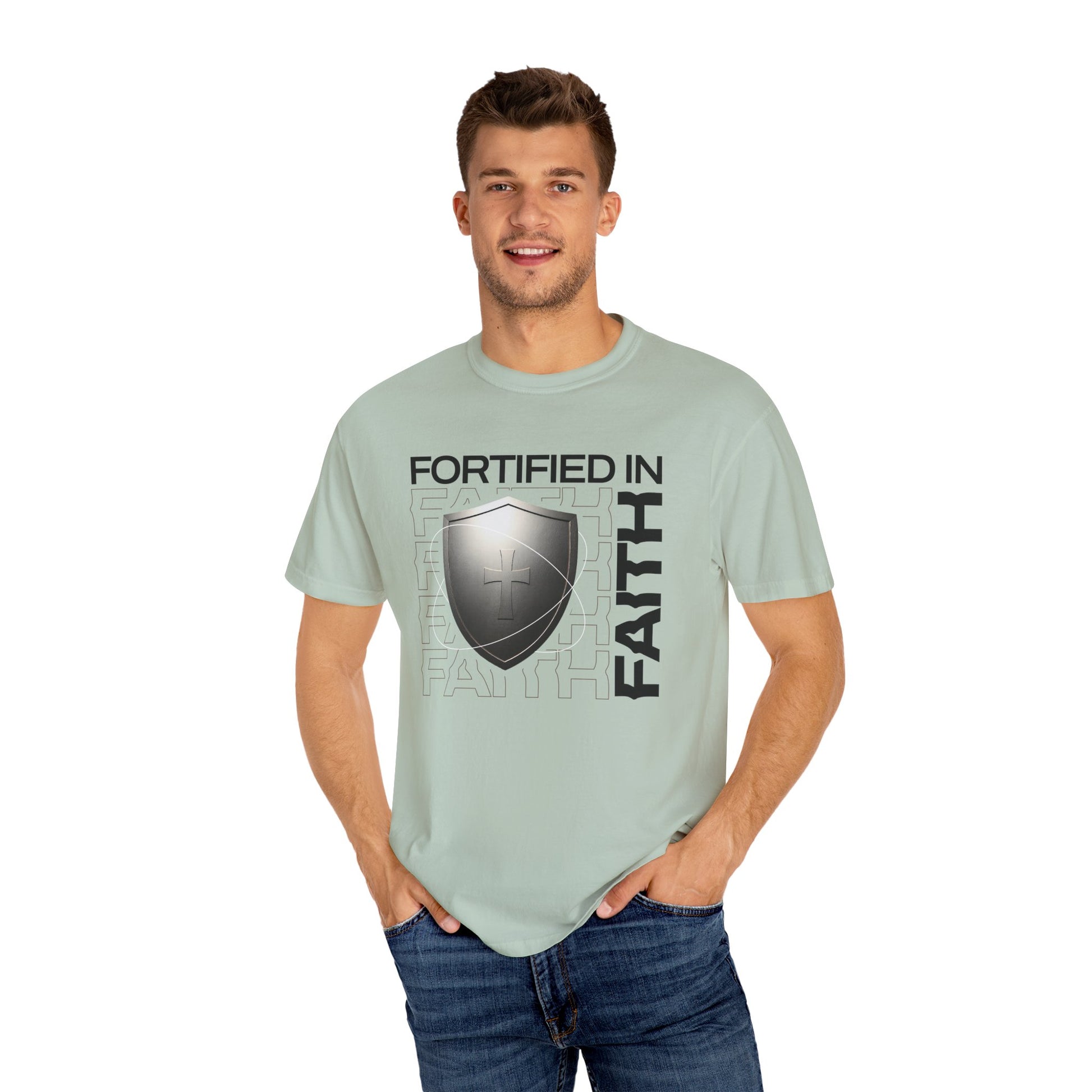 "Fortified In  Faith " Unisex Garment-Dyed T-Shirt - The Shield of Light