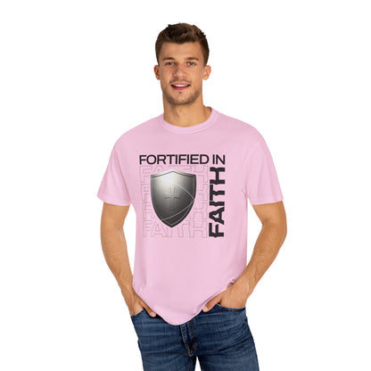 "Fortified In  Faith " Unisex Garment-Dyed T-Shirt - The Shield of Light