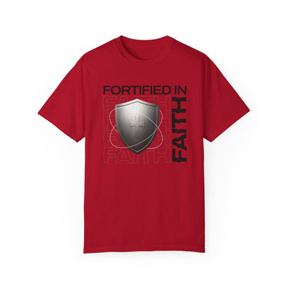 "Fortified In  Faith " Unisex Garment-Dyed T-Shirt - The Shield of Light