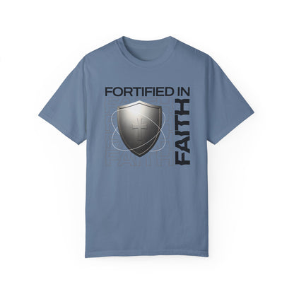 "Fortified In  Faith " Unisex Garment-Dyed T-Shirt - The Shield of Light