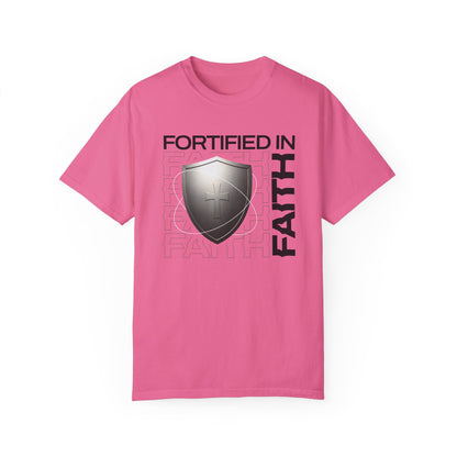 "Fortified In  Faith " Unisex Garment-Dyed T-Shirt - The Shield of Light