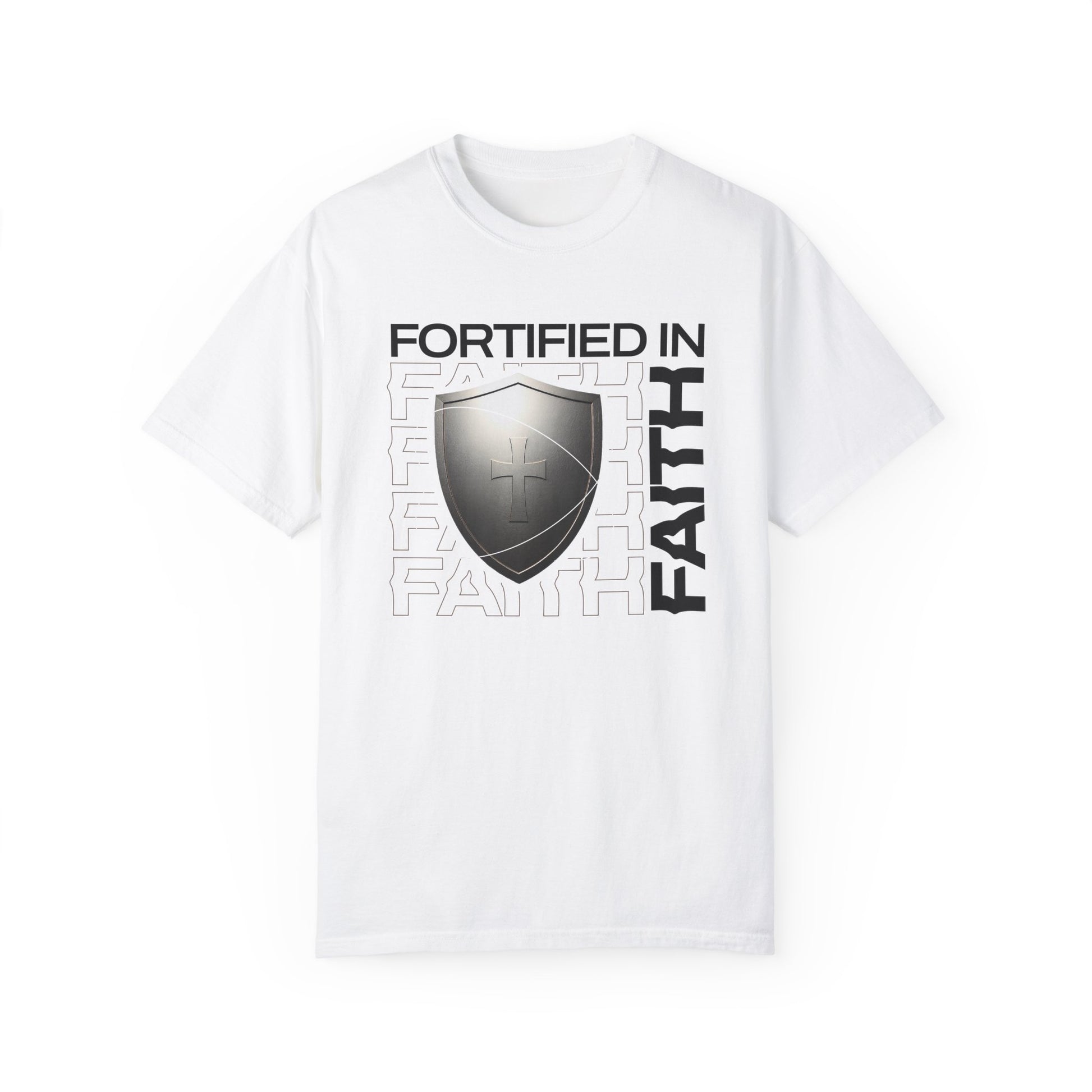 "Fortified In  Faith " Unisex Garment-Dyed T-Shirt - The Shield of Light