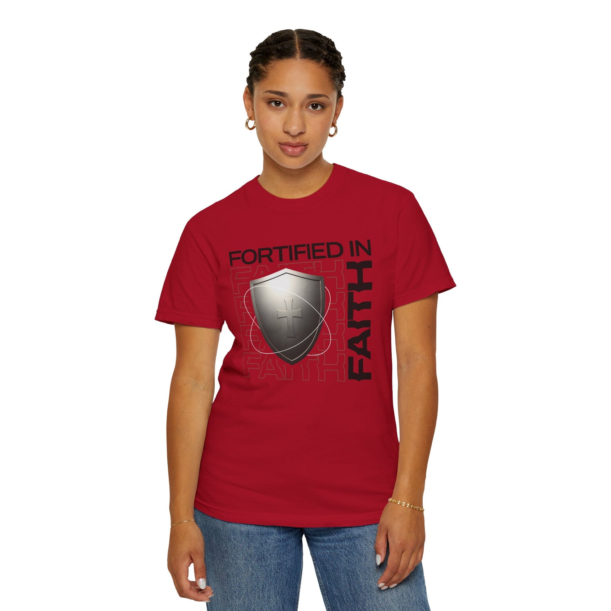 "Fortified In  Faith " Unisex Garment-Dyed T-Shirt - The Shield of Light
