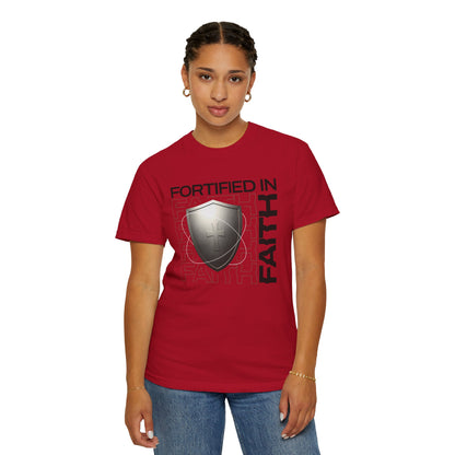 "Fortified In  Faith " Unisex Garment-Dyed T-Shirt - The Shield of Light
