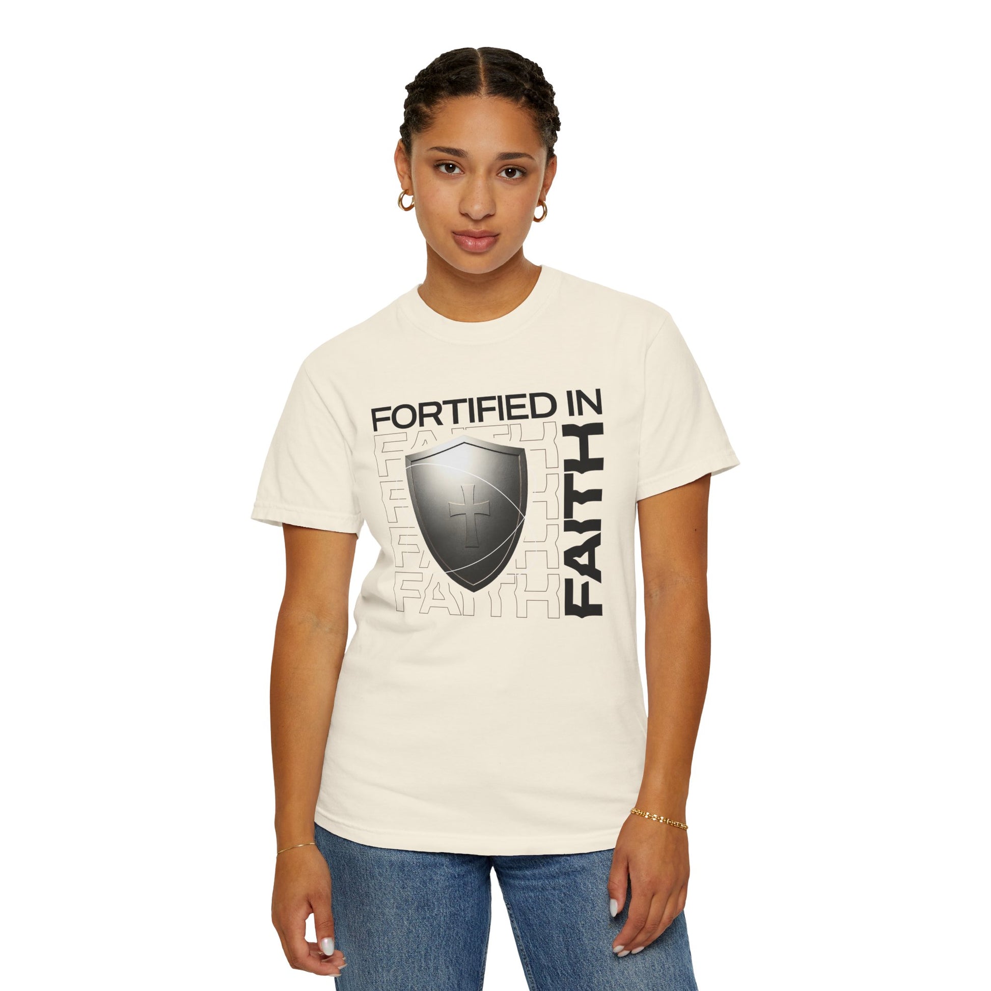"Fortified In  Faith " Unisex Garment-Dyed T-Shirt - The Shield of Light