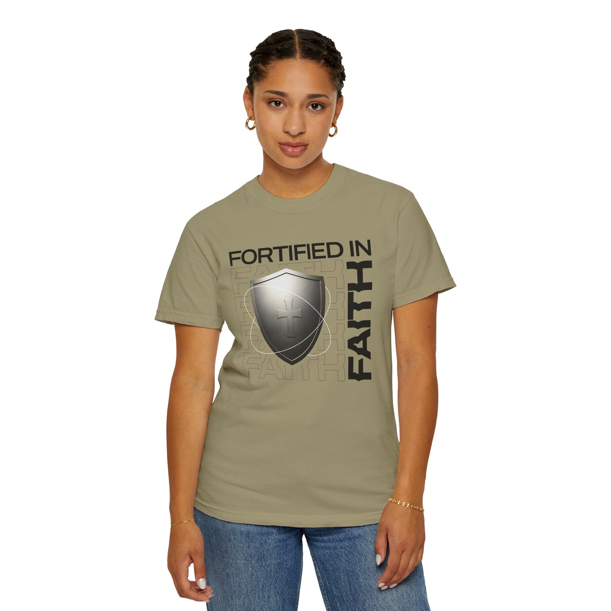 "Fortified In  Faith " Unisex Garment-Dyed T-Shirt - The Shield of Light