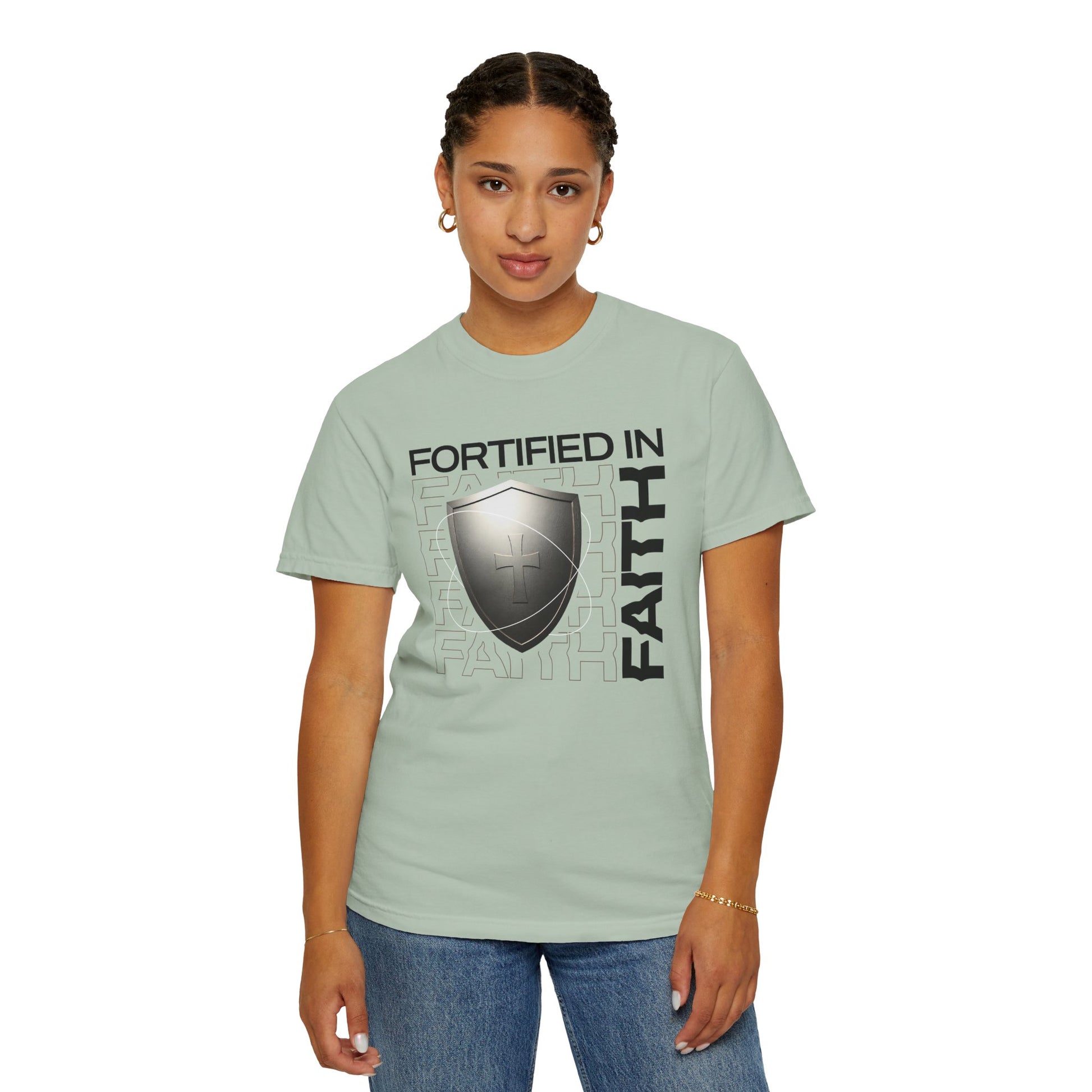 "Fortified In  Faith " Unisex Garment-Dyed T-Shirt - The Shield of Light