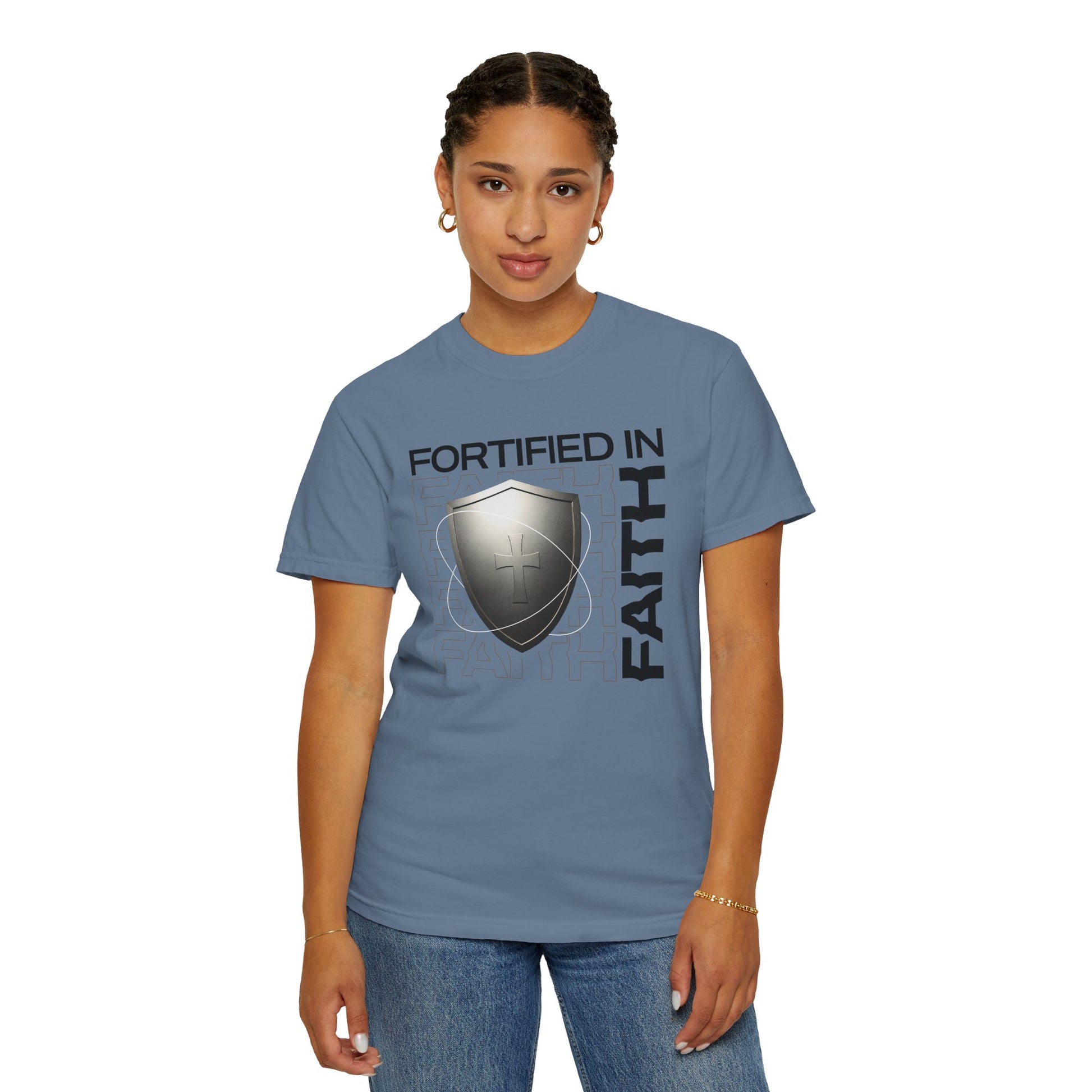 "Fortified In  Faith " Unisex Garment-Dyed T-Shirt - The Shield of Light