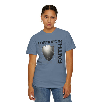"Fortified In  Faith " Unisex Garment-Dyed T-Shirt - The Shield of Light