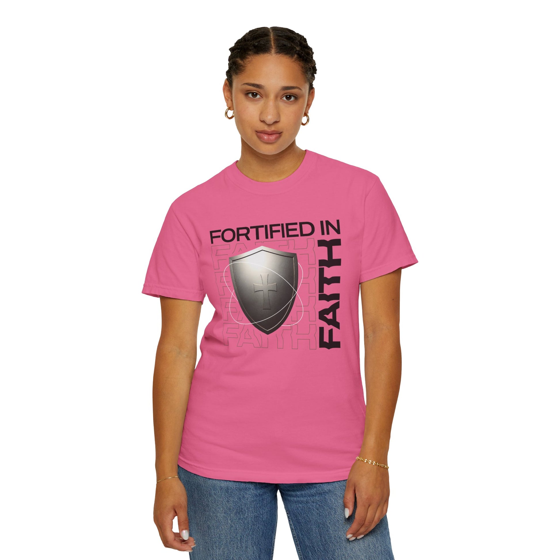 "Fortified In  Faith " Unisex Garment-Dyed T-Shirt - The Shield of Light