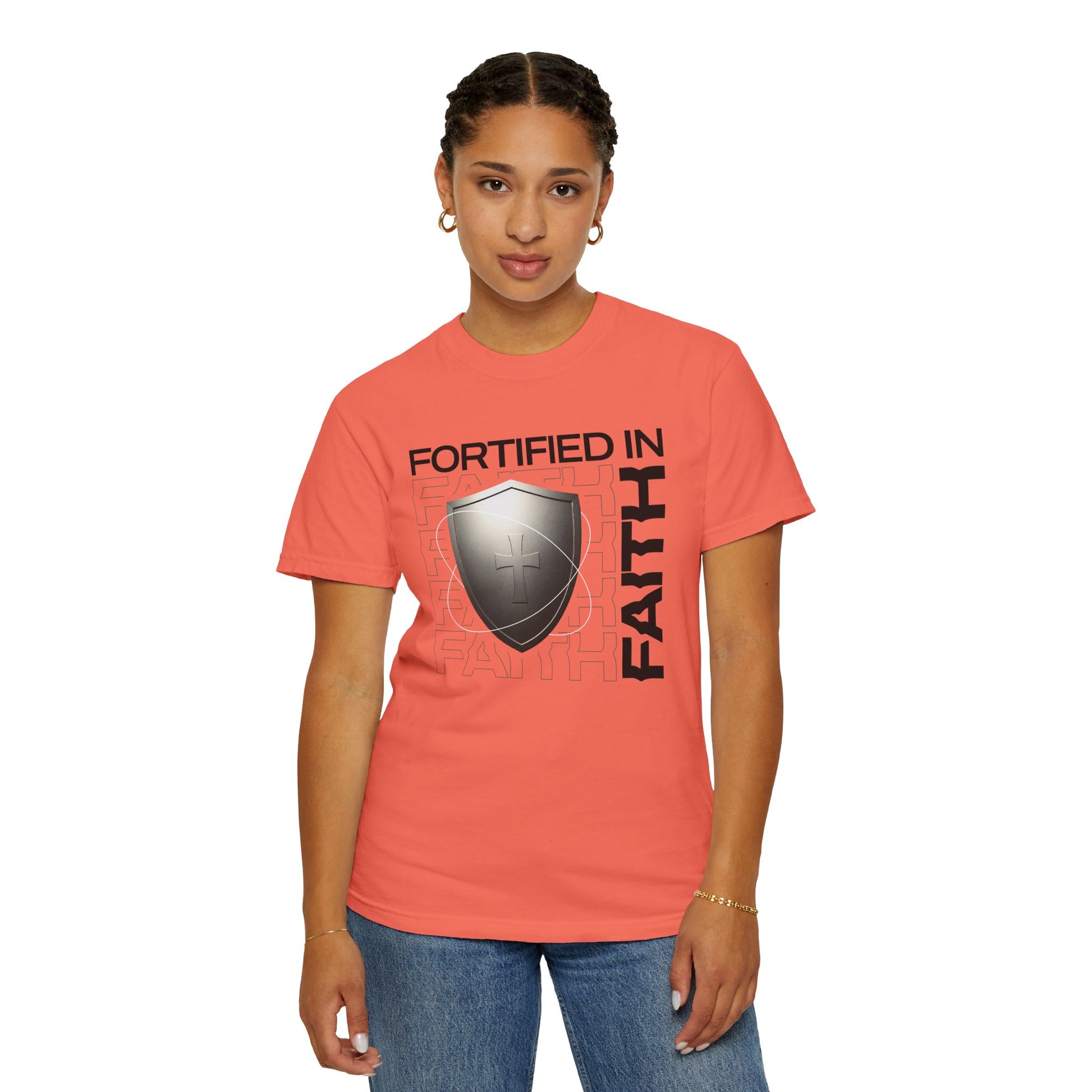 "Fortified In  Faith " Unisex Garment-Dyed T-Shirt - The Shield of Light