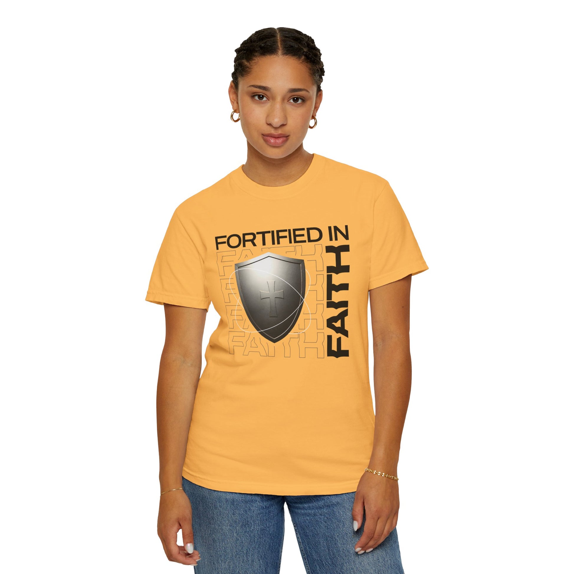 "Fortified In  Faith " Unisex Garment-Dyed T-Shirt - The Shield of Light