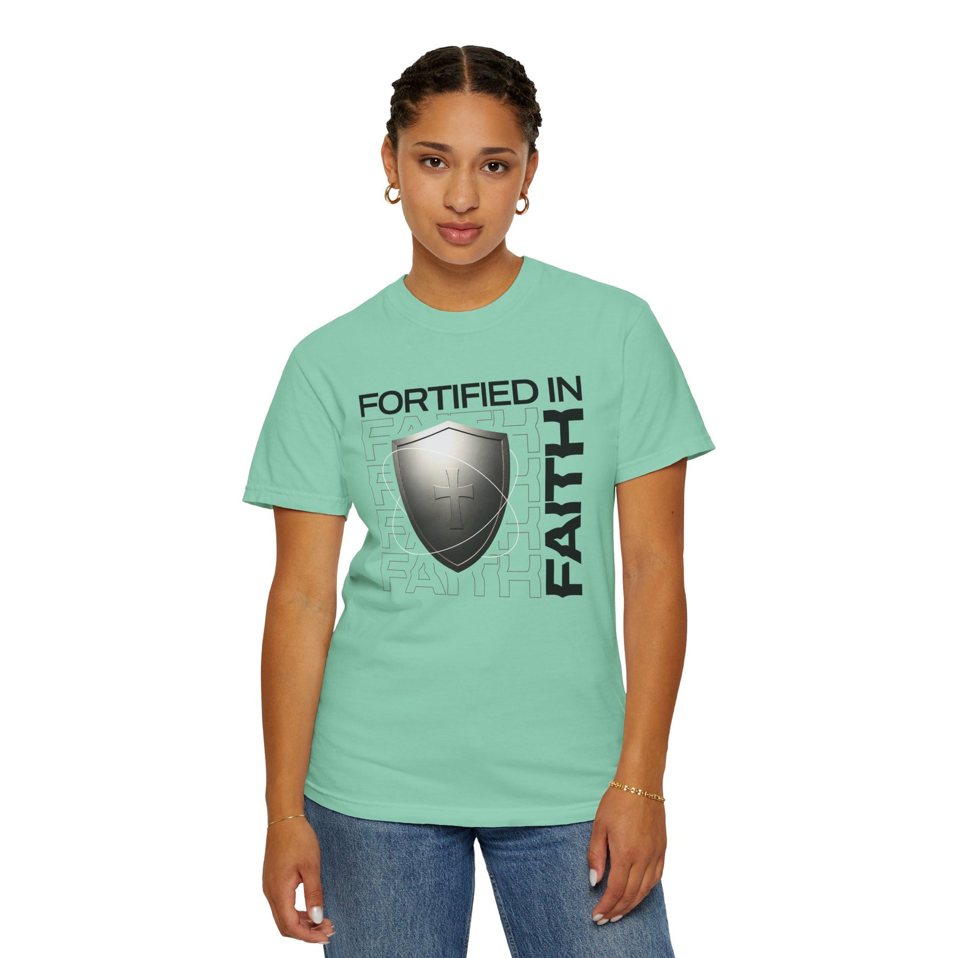"Fortified In  Faith " Unisex Garment-Dyed T-Shirt - The Shield of Light