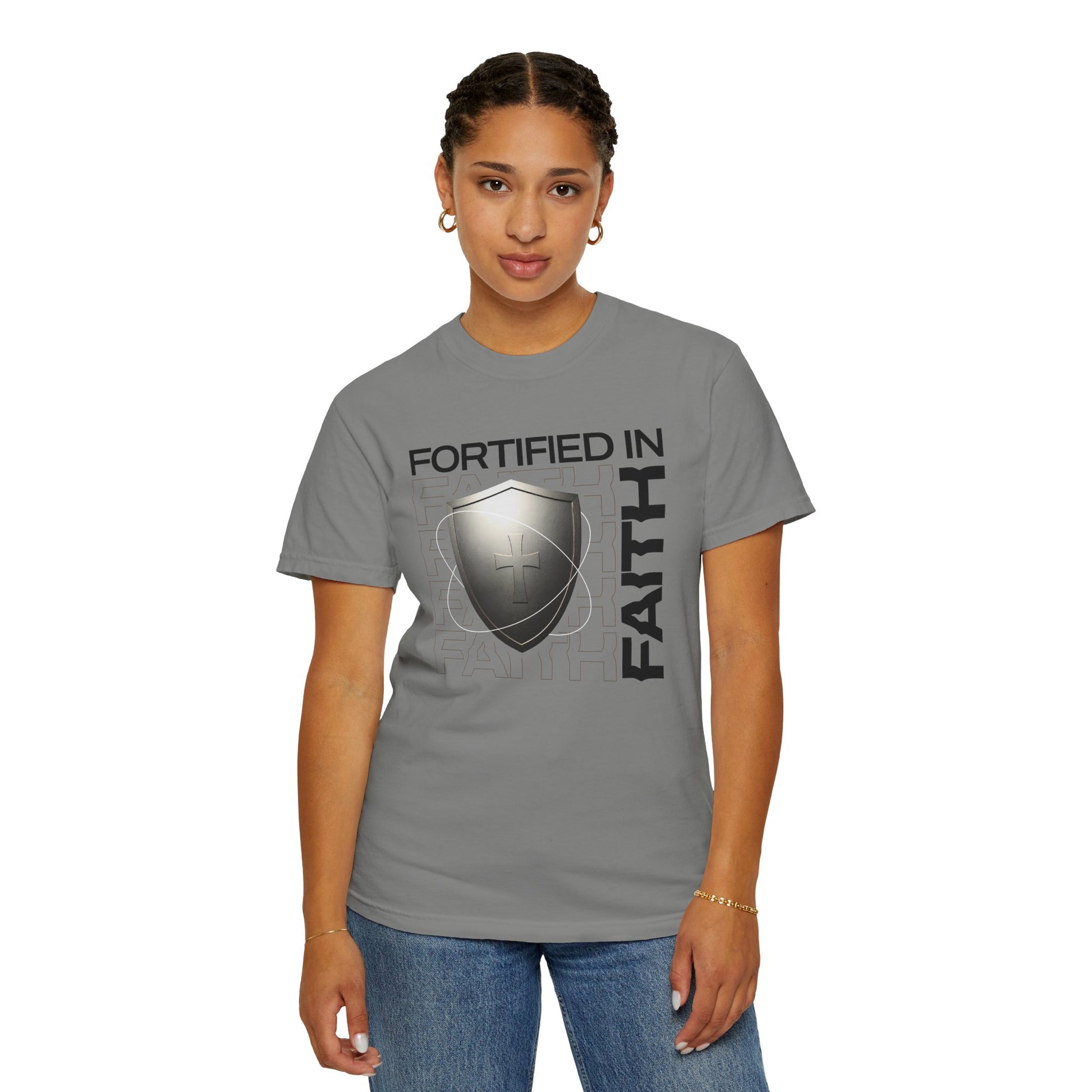 "Fortified In  Faith " Unisex Garment-Dyed T-Shirt - The Shield of Light