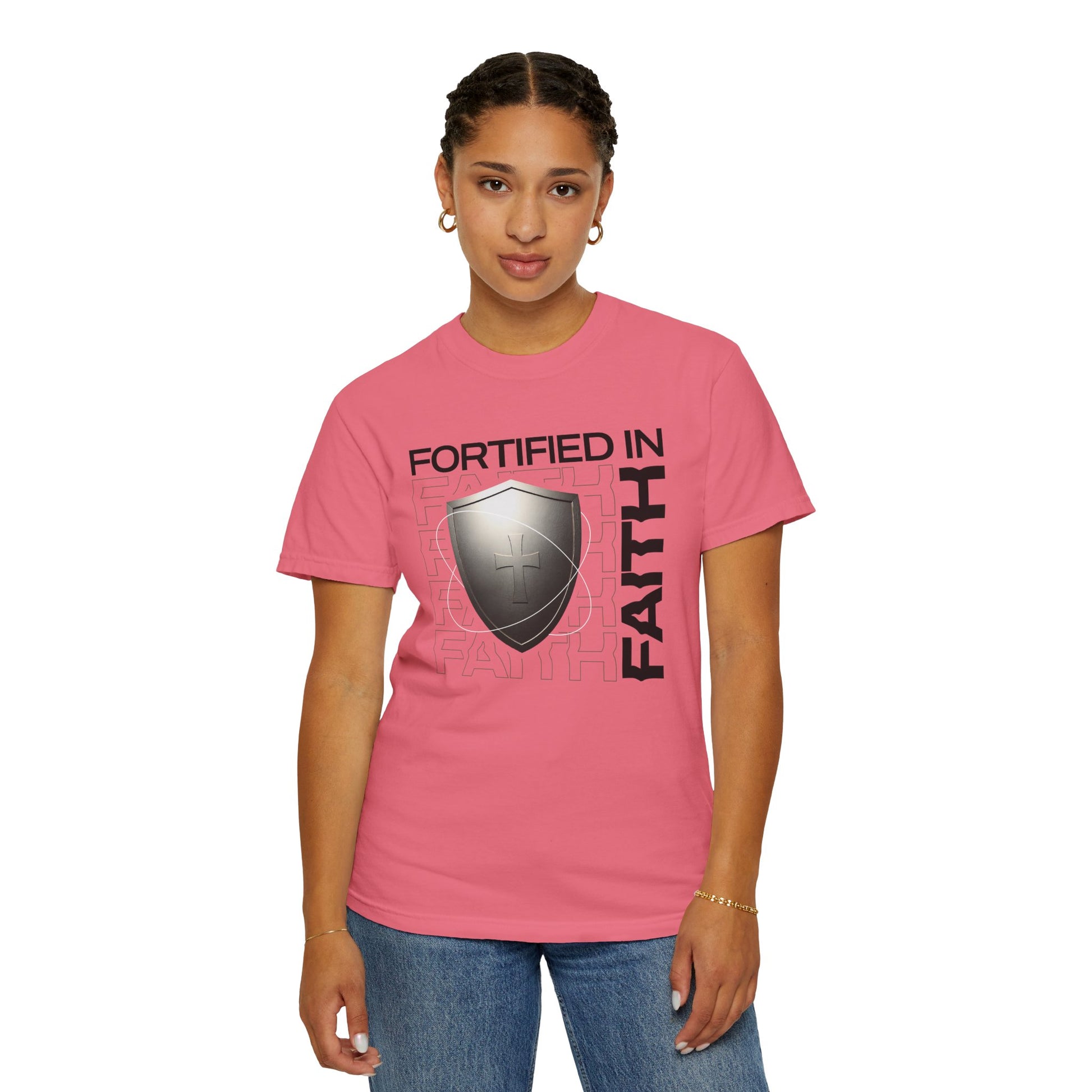 "Fortified In  Faith " Unisex Garment-Dyed T-Shirt - The Shield of Light