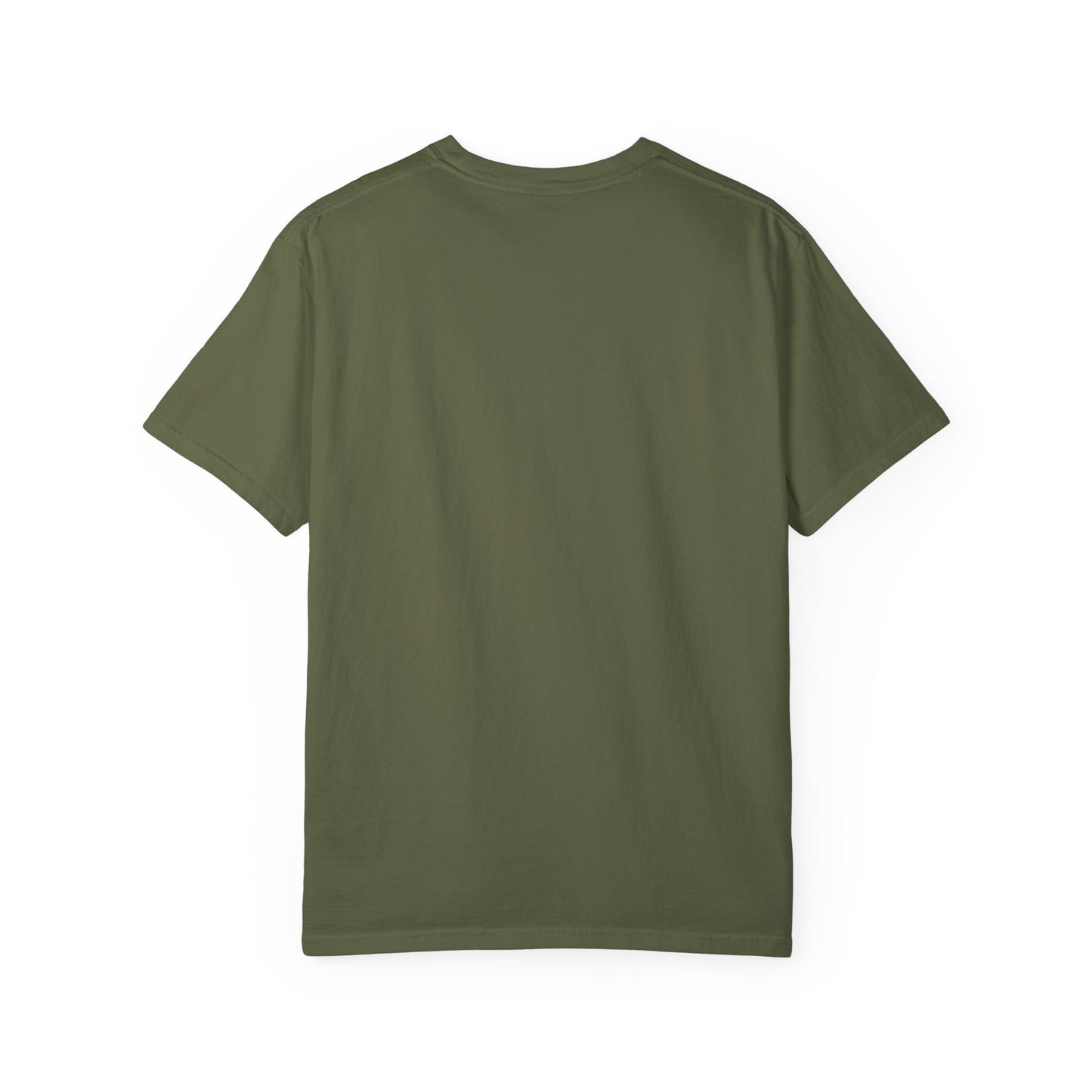 Red unisex garment-dyed T-shirt from Printify with "Run The Race" slogan, casual fit, soft fabric, ideal for everyday wear.