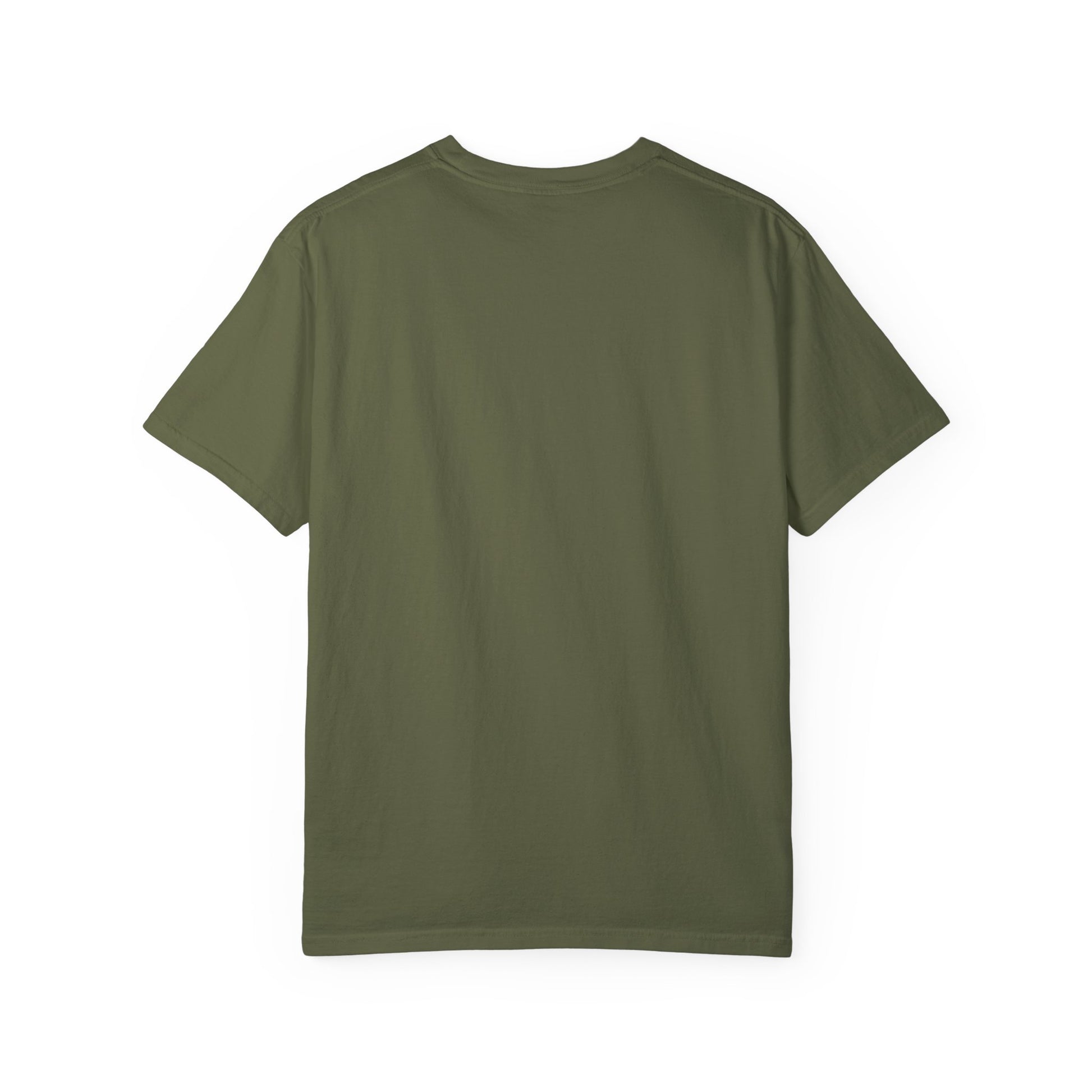 Red unisex garment-dyed T-shirt from Printify with "Run The Race" slogan, casual fit, soft fabric, ideal for everyday wear.