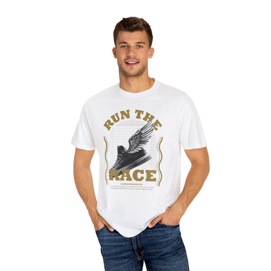 Run The Race Unisex Garment-Dyed T-Shirt - The Shield of Light