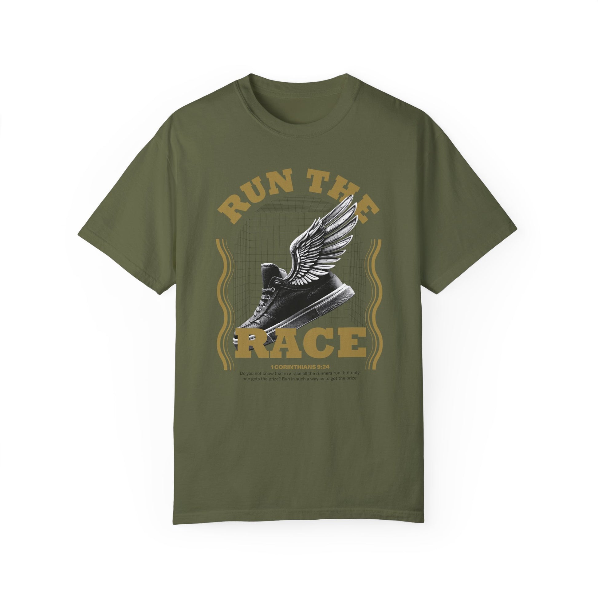 Run The Race Unisex Garment-Dyed T-Shirt - The Shield of Light