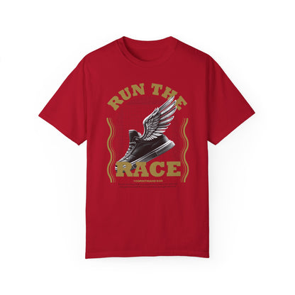 Run The Race Unisex Garment-Dyed T-Shirt - The Shield of Light