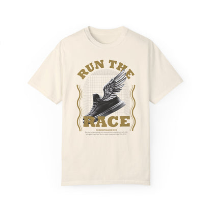 Run The Race Unisex Garment-Dyed T-Shirt - The Shield of Light