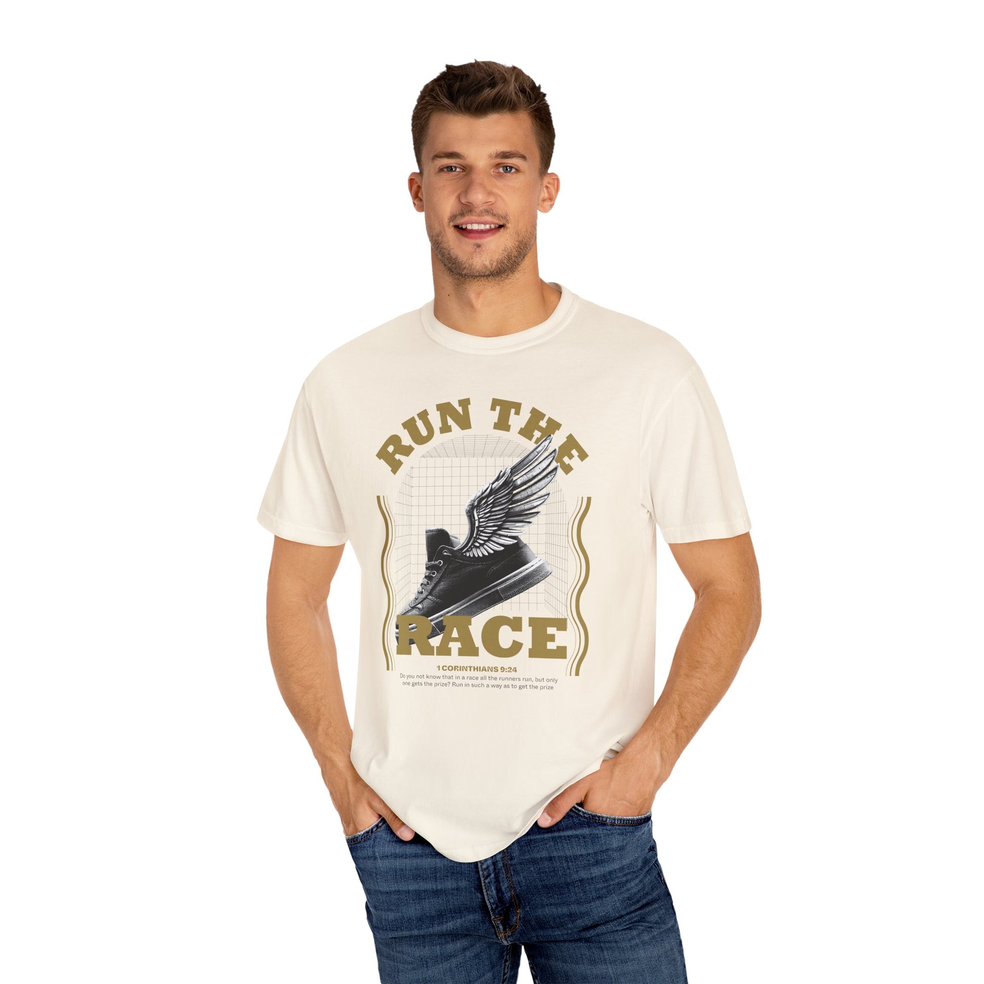 Run The Race Unisex Garment-Dyed T-Shirt - The Shield of Light