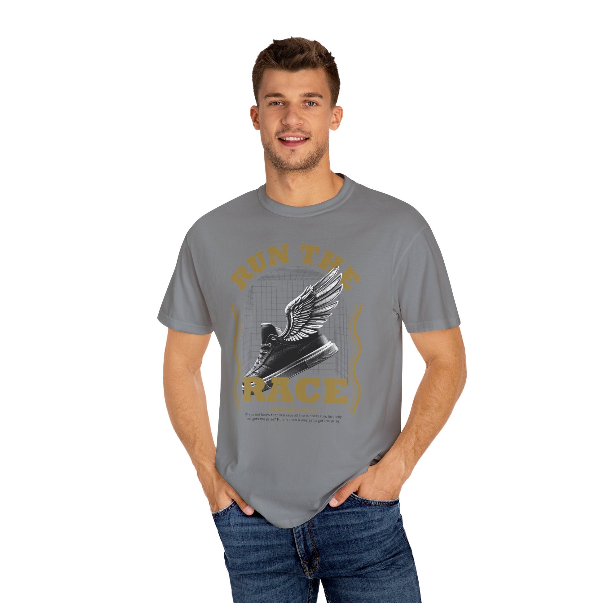Run The Race Unisex Garment-Dyed T-Shirt - The Shield of Light