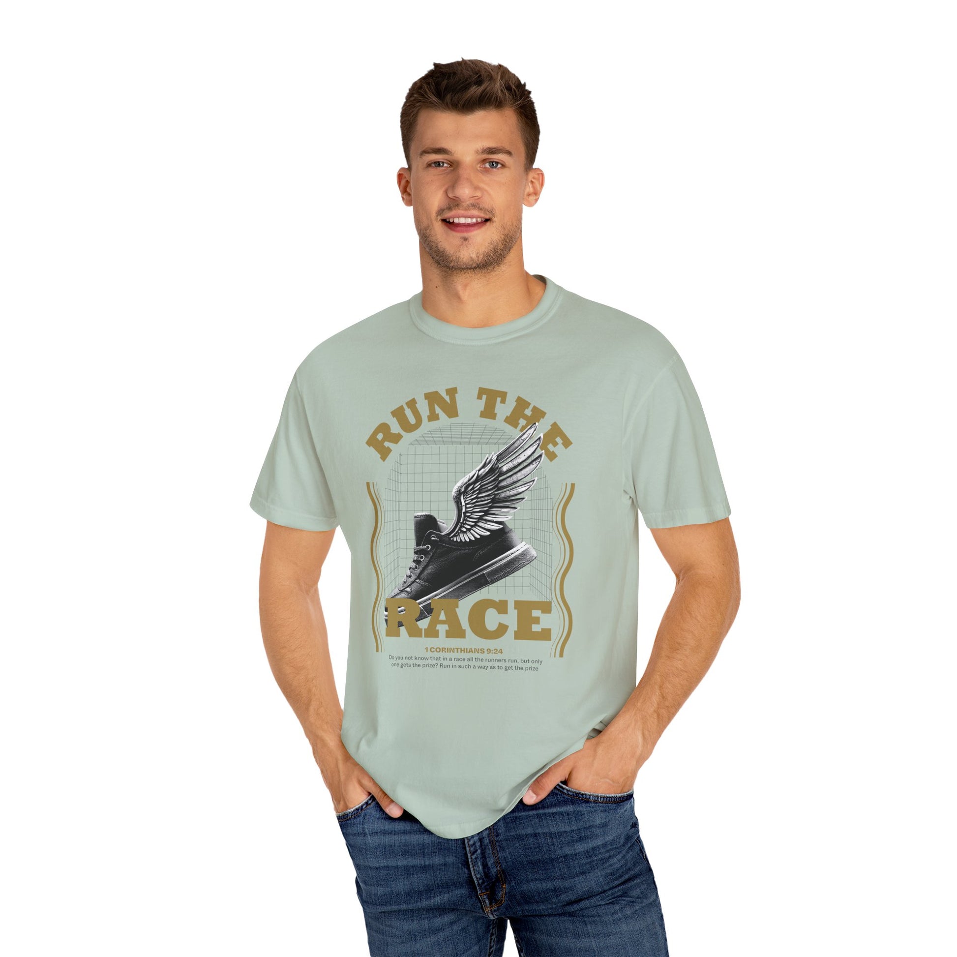 Run The Race Unisex Garment-Dyed T-Shirt - The Shield of Light