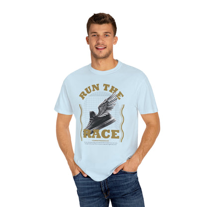 Run The Race Unisex Garment-Dyed T-Shirt - The Shield of Light
