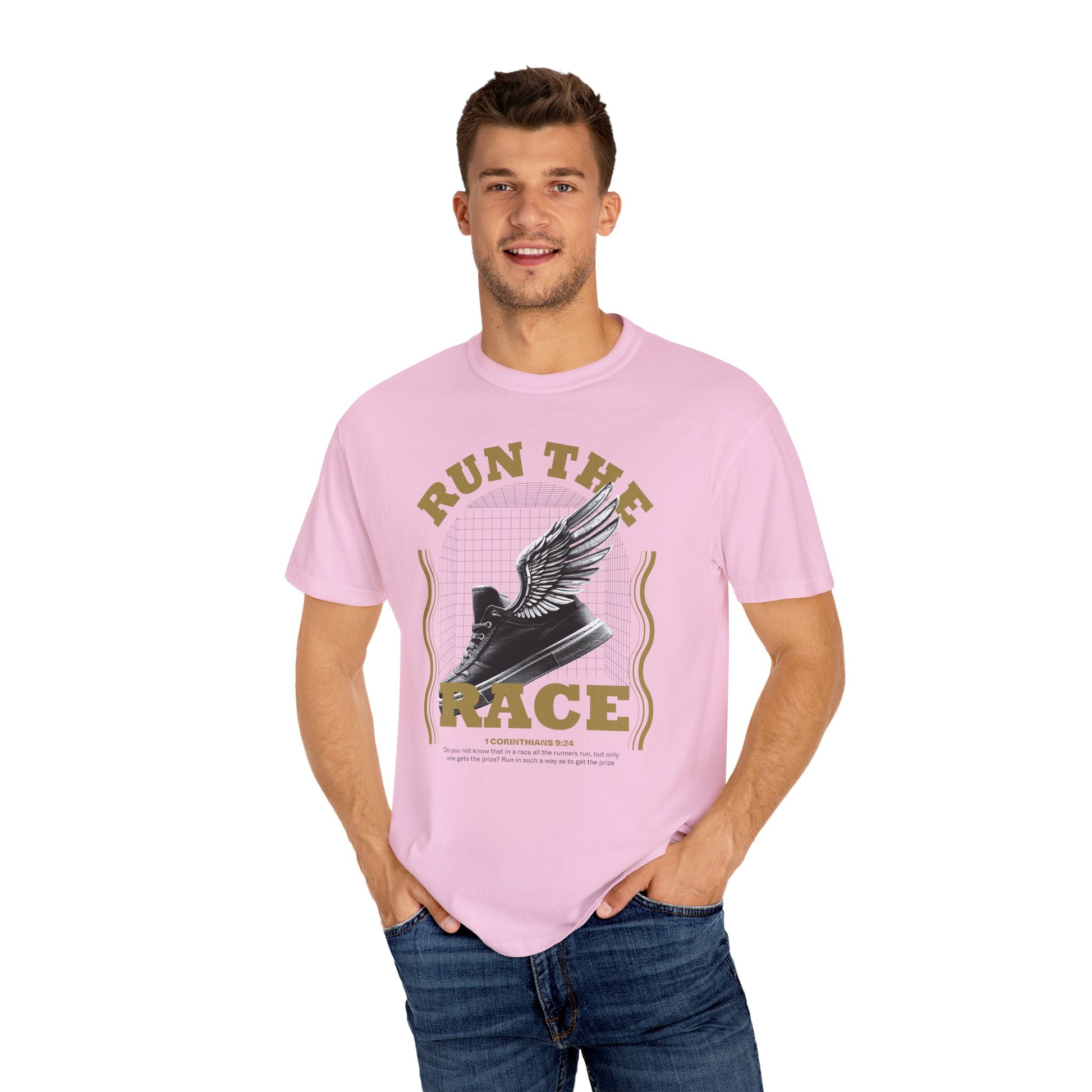 Run The Race Unisex Garment-Dyed T-Shirt - The Shield of Light