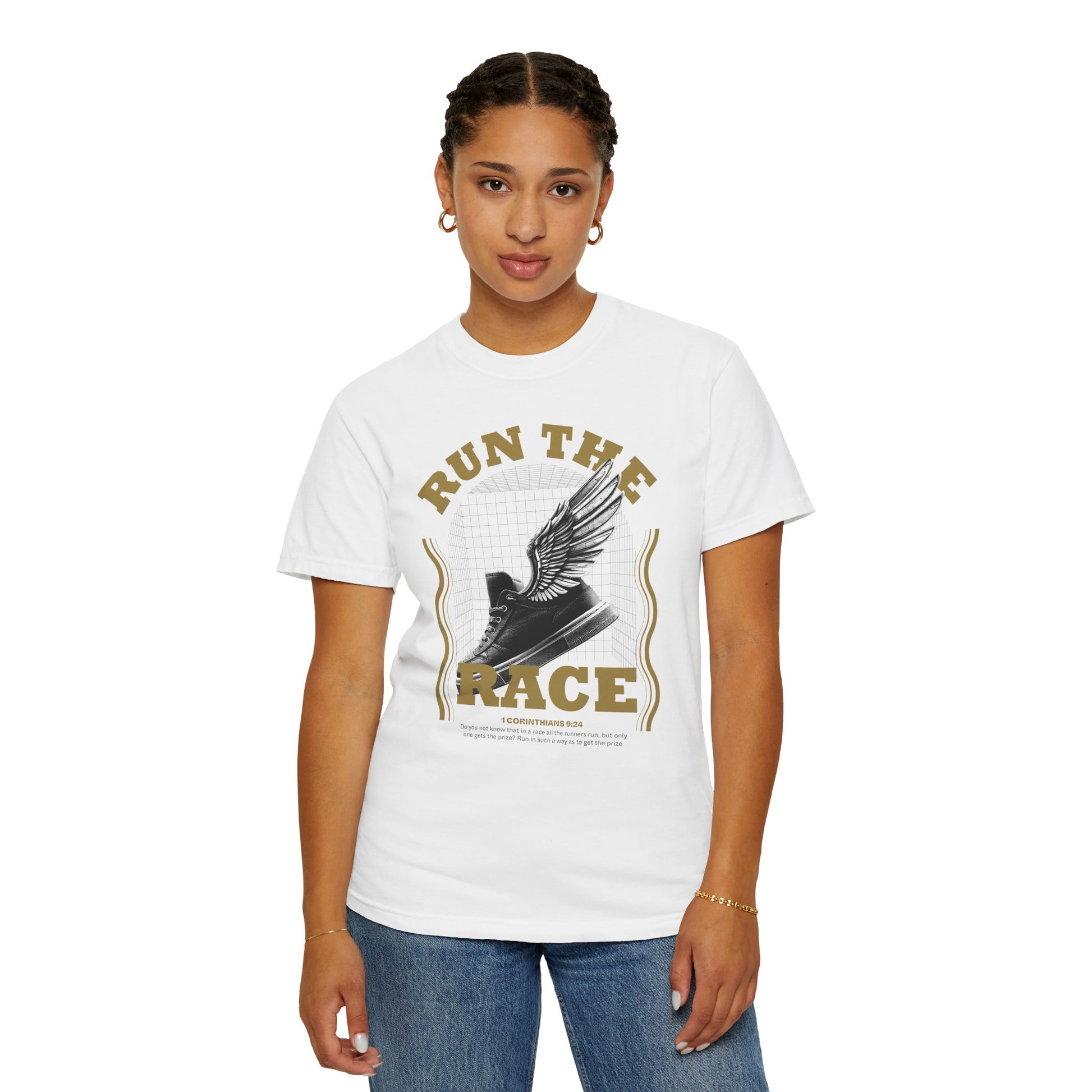 "Run The Race" Unisex Garment-Dyed T-Shirt - The Shield of Light