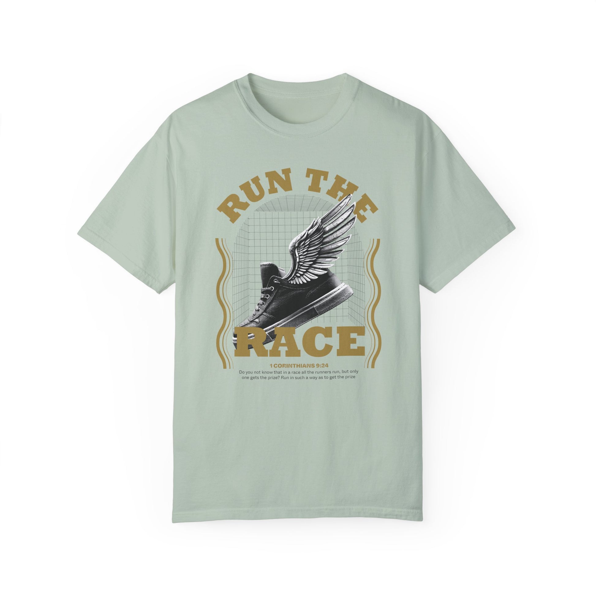 "Run The Race" Unisex Garment-Dyed T-Shirt - The Shield of Light