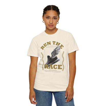 "Run The Race" Unisex Garment-Dyed T-Shirt - The Shield of Light