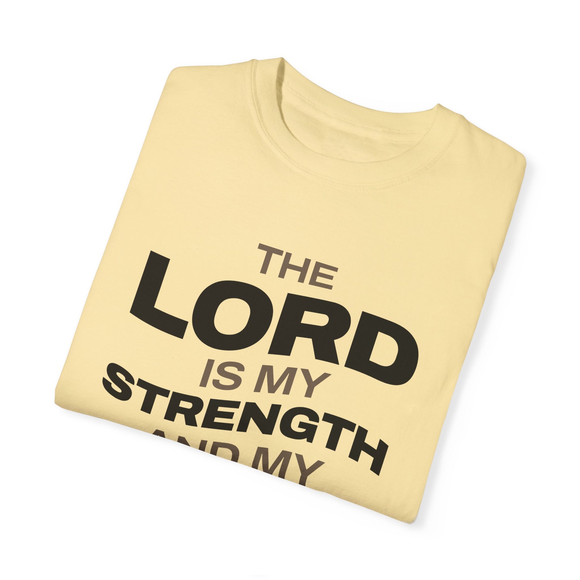 "The Lord Is My Strength and My Shield Psalm 28:7" Unisex Garment-Dyed T-Shirt - The Shield of Light