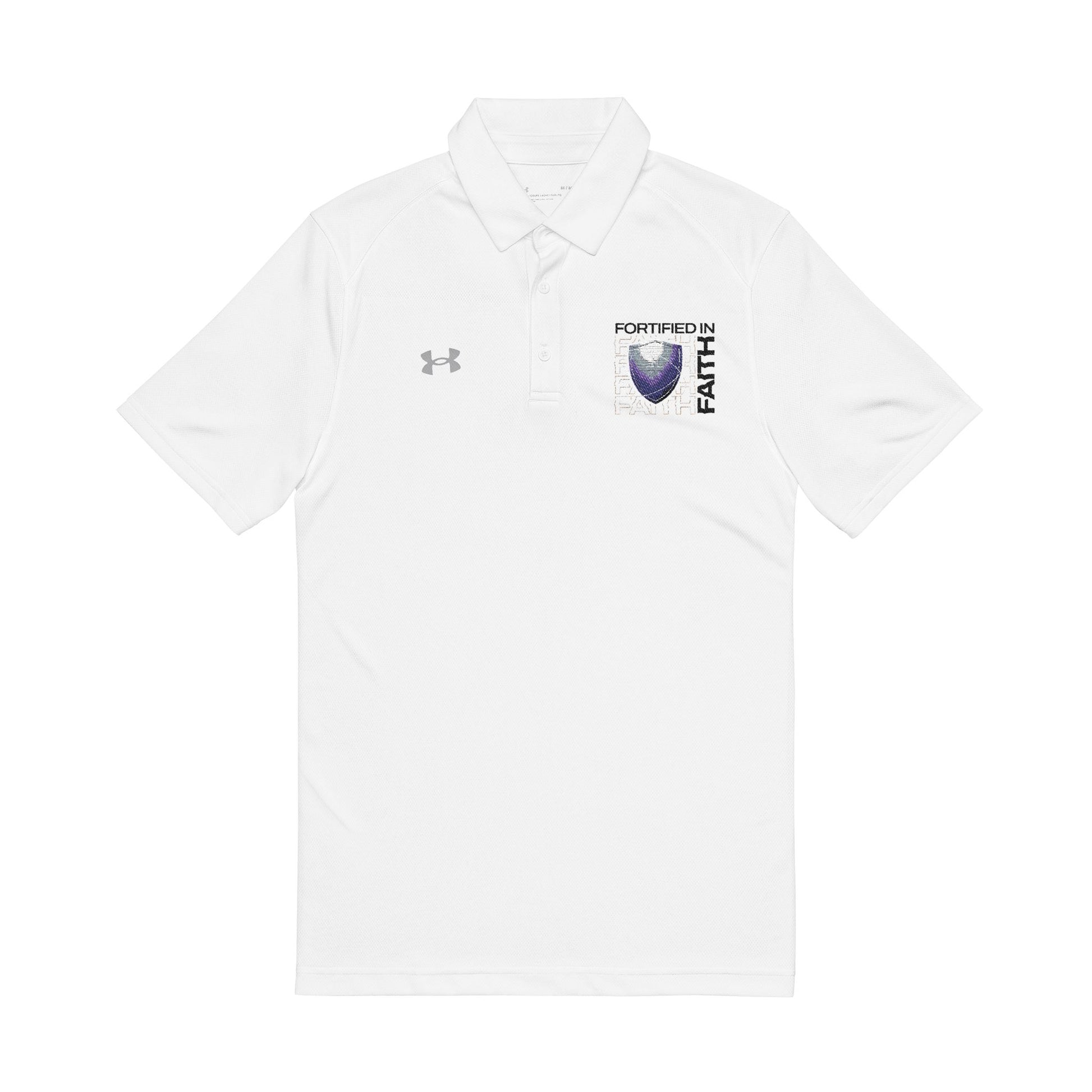 "Fortified In Faith " Under Armour® Men's Polo Shirt - The Shield of Light