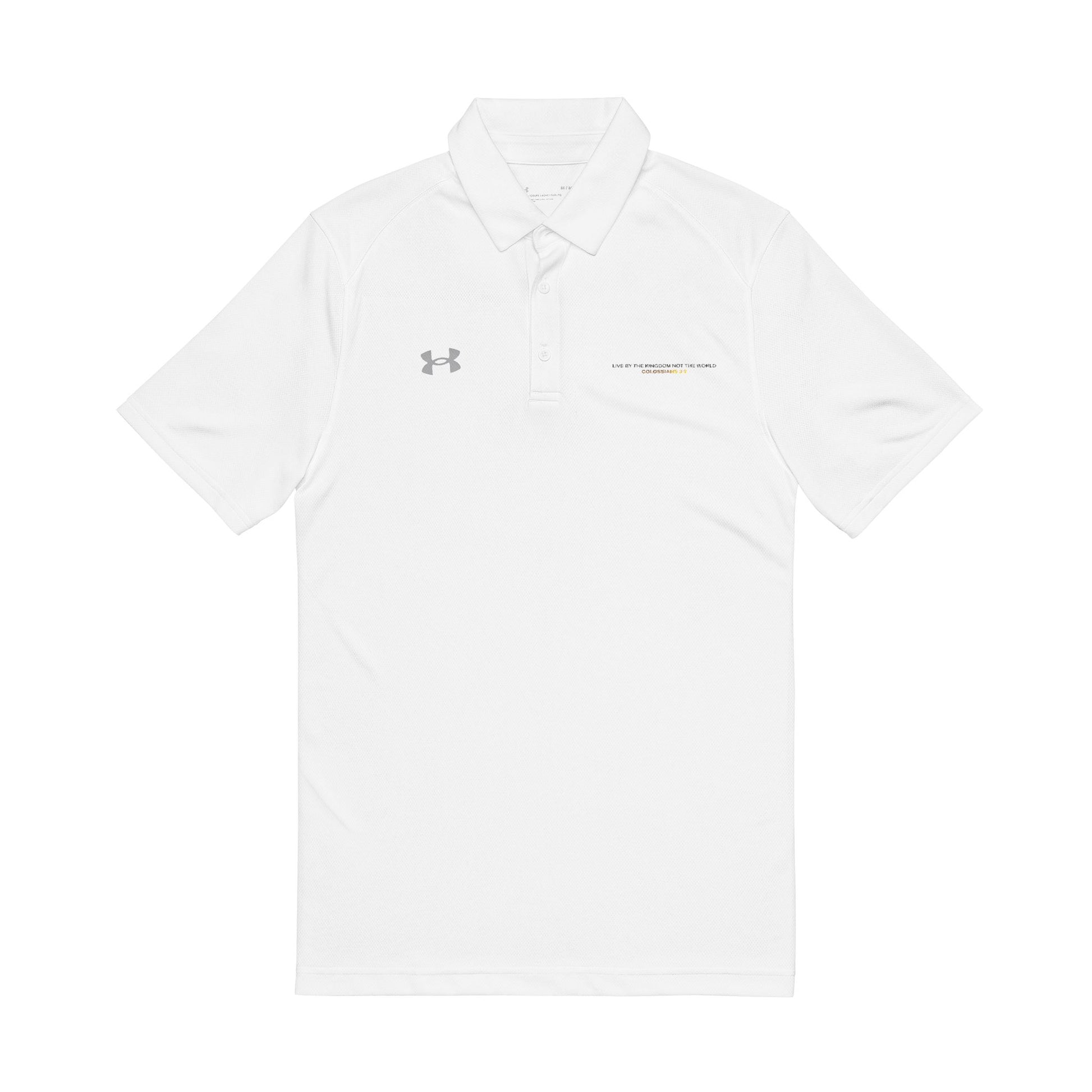 "Live By the Kingdom Not the World Colossians 3:2" Under Armour® Men's Polo Shirt - The Shield of Light
