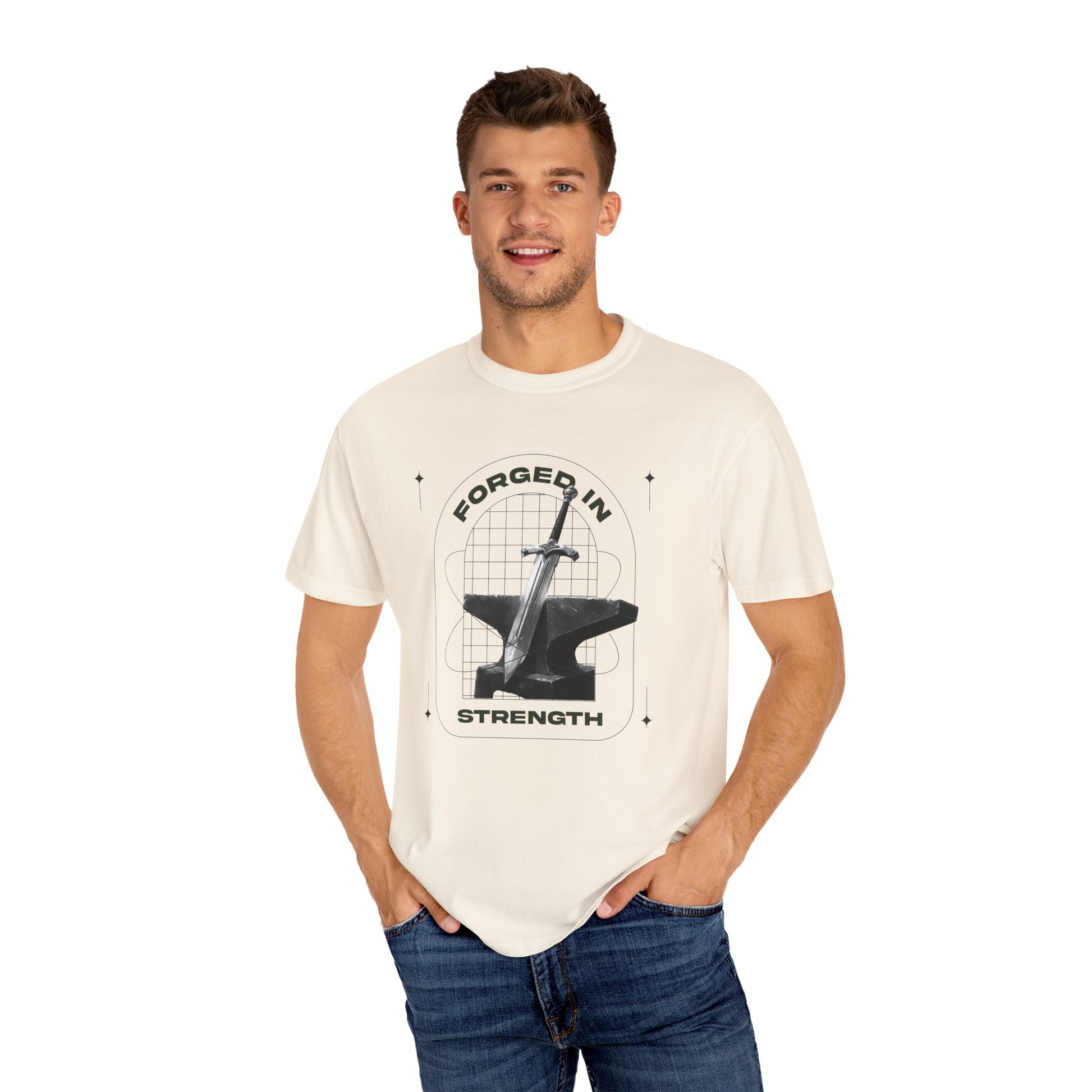 "Forged In Strength" Unisex Garment-Dyed T-Shirt - The Shield of Light