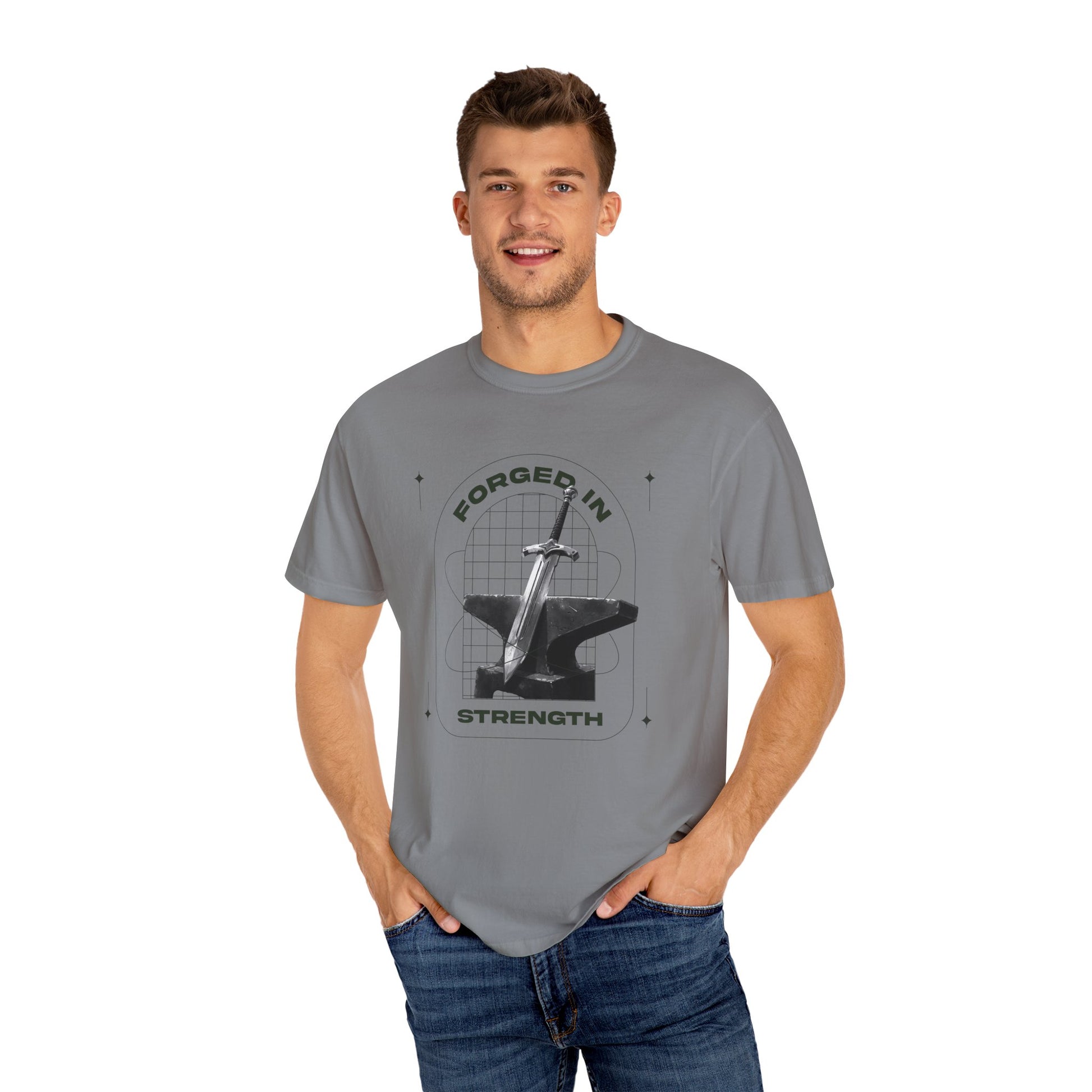 "Forged In Strength" Unisex Garment-Dyed T-Shirt - The Shield of Light