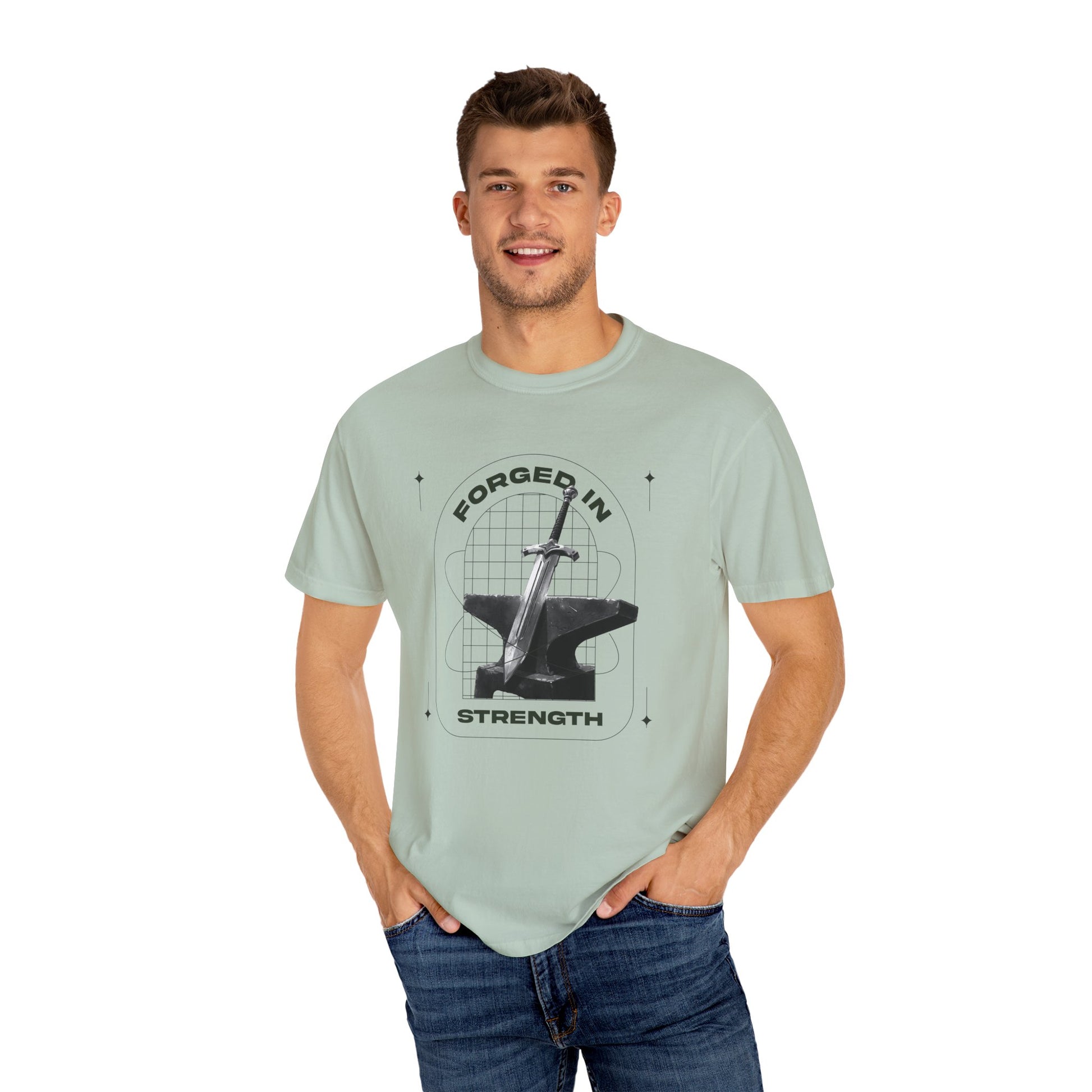 "Forged In Strength" Unisex Garment-Dyed T-Shirt - The Shield of Light