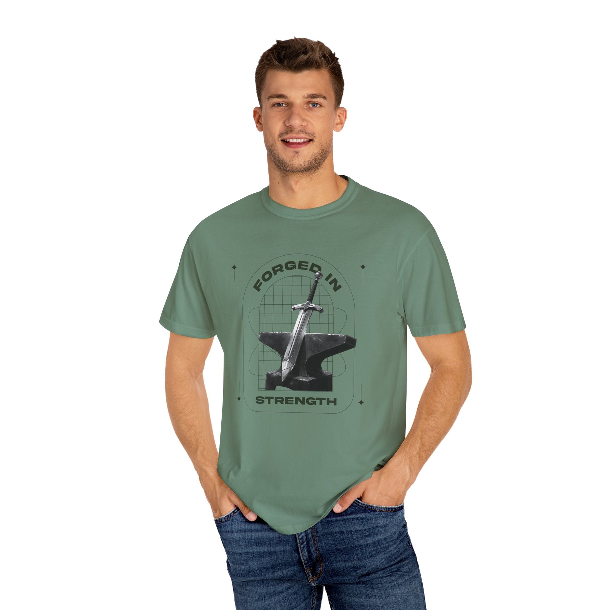 "Forged In Strength" Unisex Garment-Dyed T-Shirt - The Shield of Light
