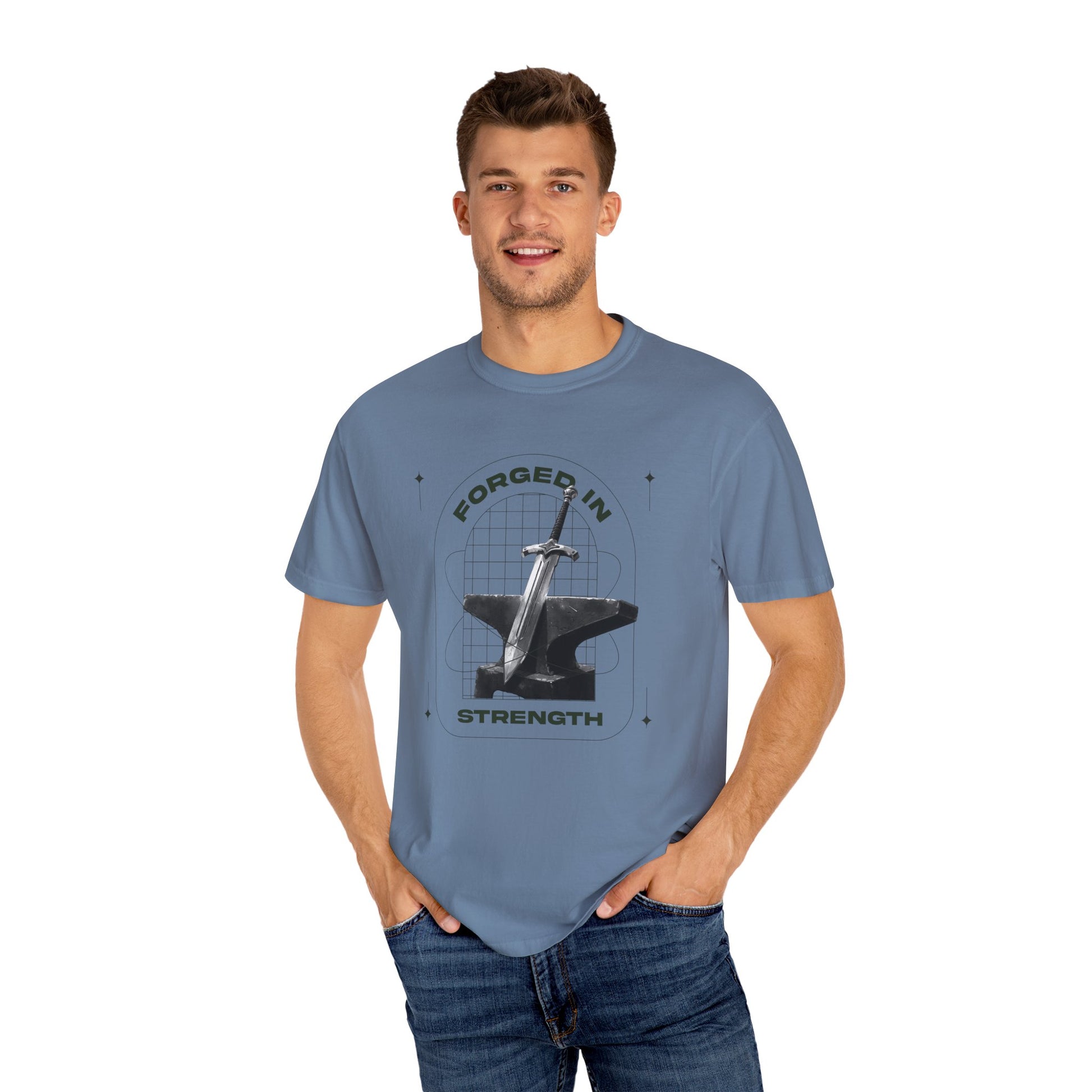 "Forged In Strength" Unisex Garment-Dyed T-Shirt - The Shield of Light