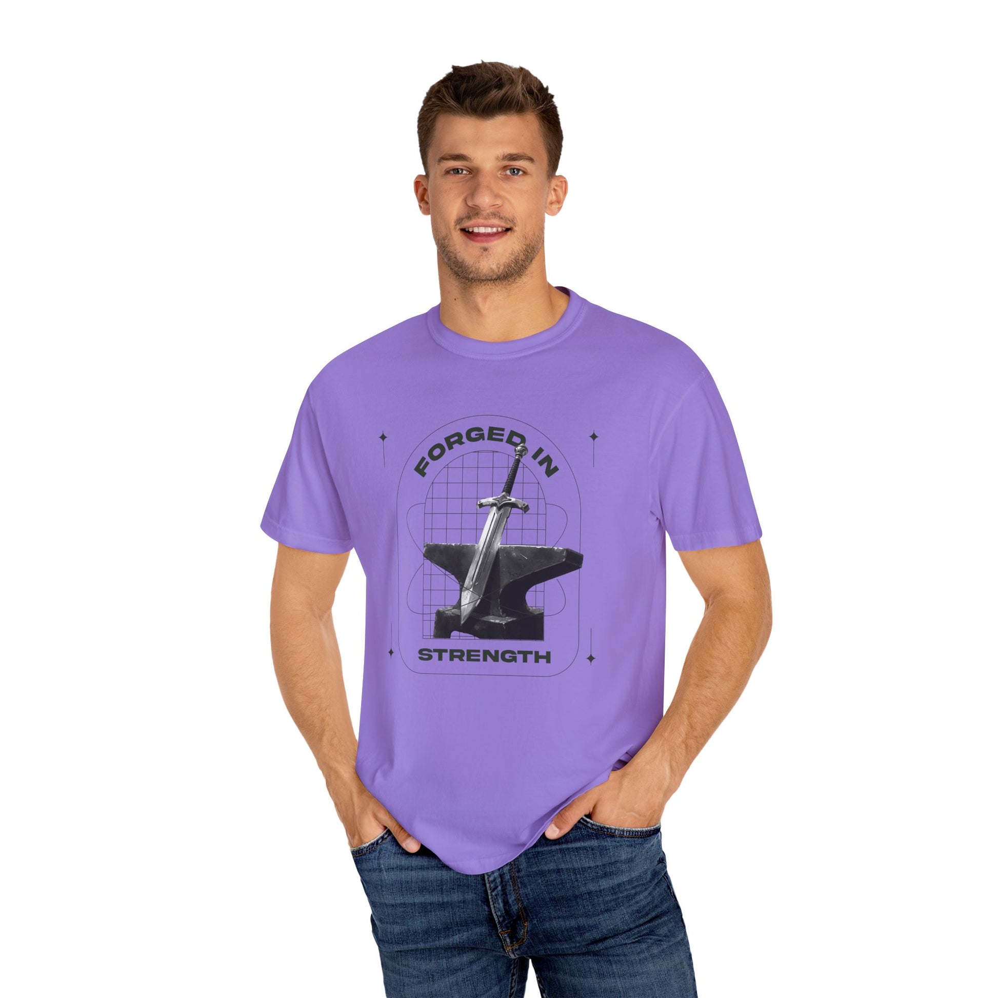 "Forged In Strength" Unisex Garment-Dyed T-Shirt - The Shield of Light