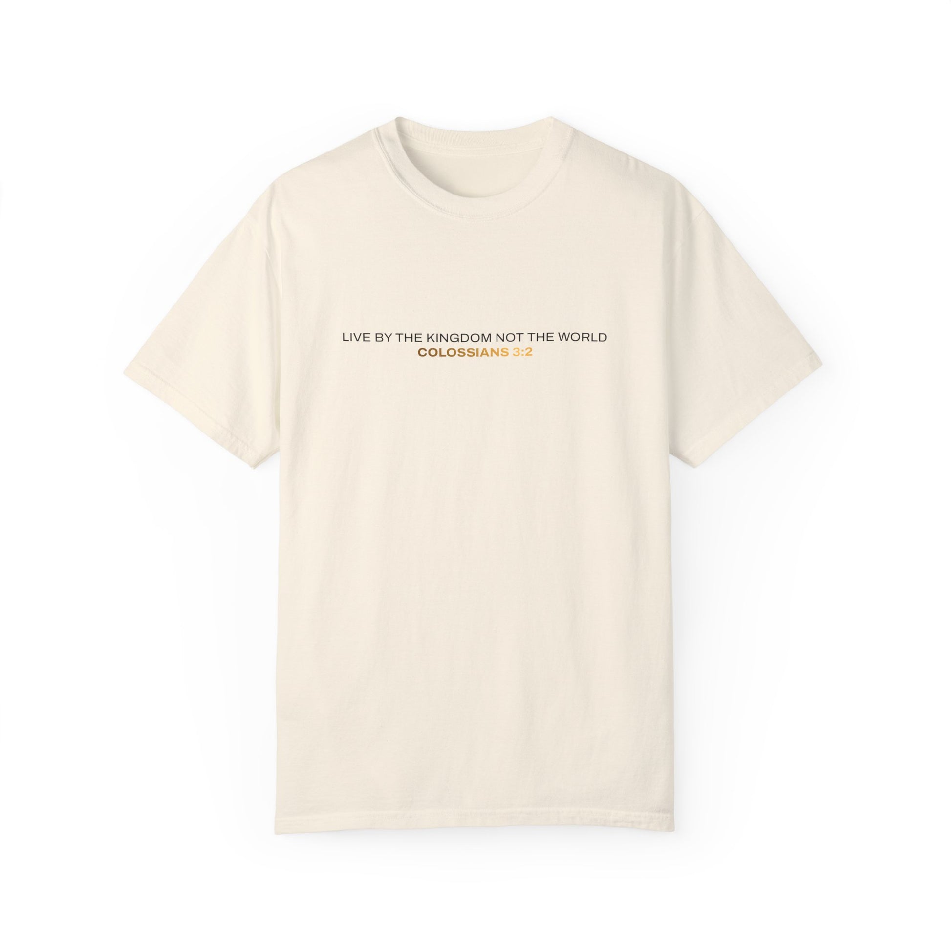 "Live By the Kingdom Not the World Colossians 3:2" Unisex Garment-Dyed T-Shirt - The Shield of Light