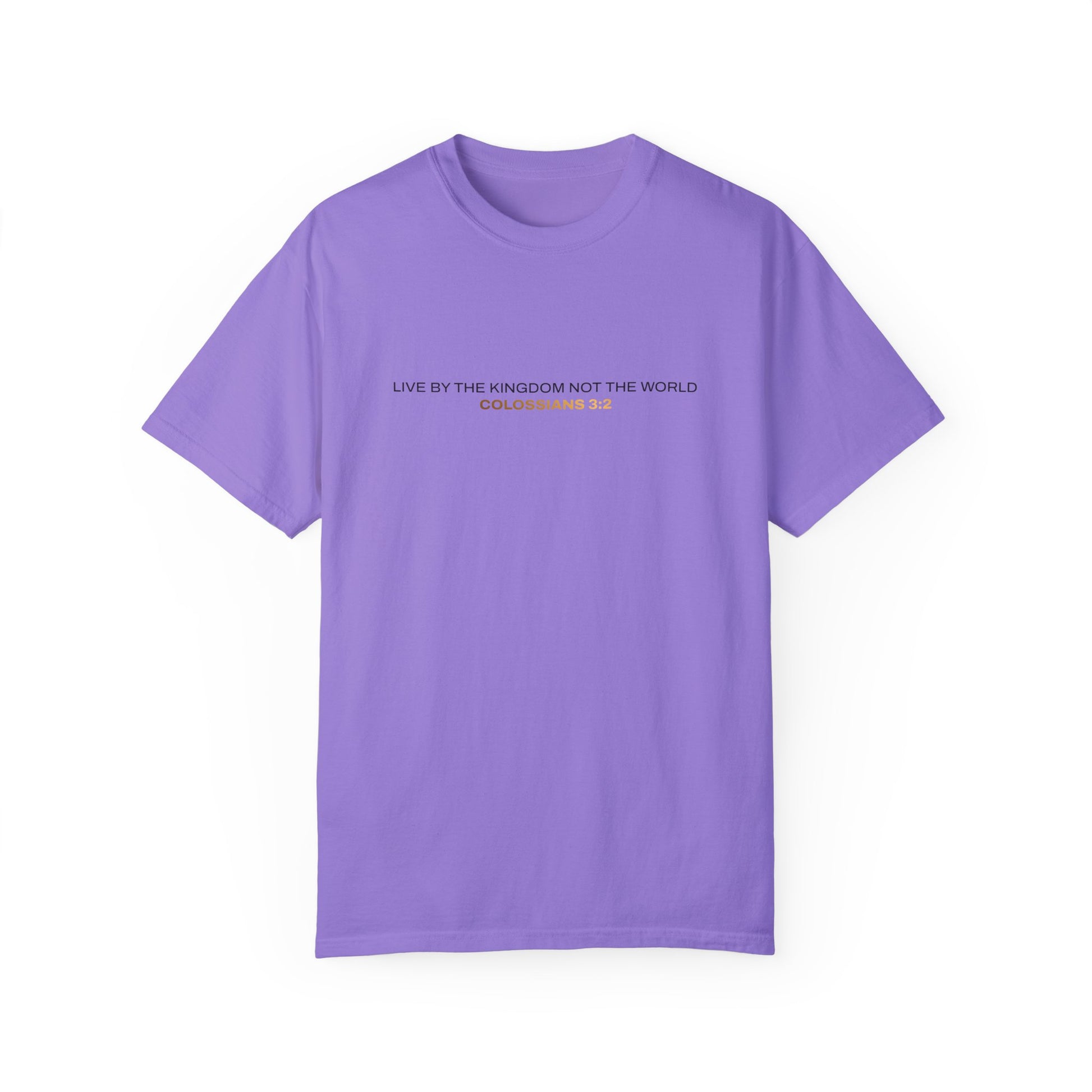 "Live By the Kingdom Not the World Colossians 3:2" Unisex Garment-Dyed T-Shirt - The Shield of Light