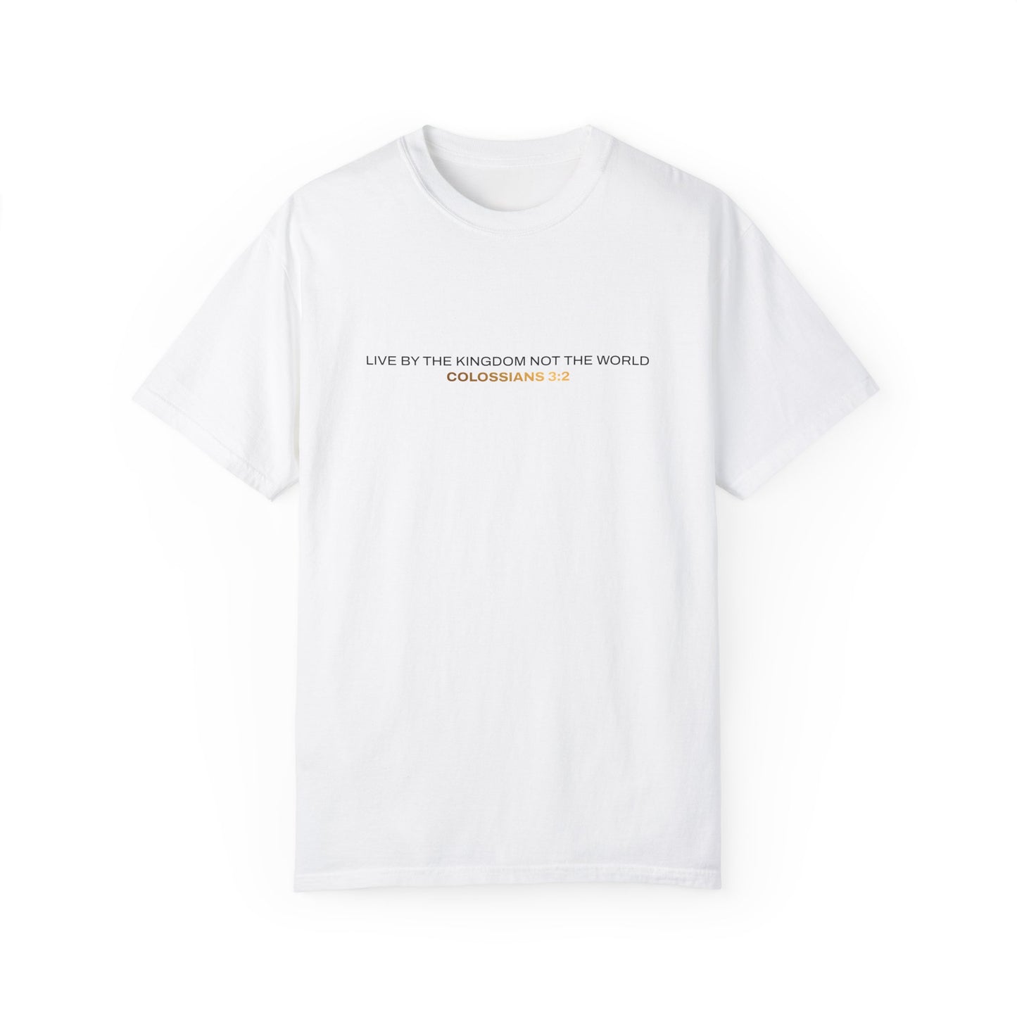 "Live By the Kingdom Not the World Colossians 3:2" Unisex Garment-Dyed T-Shirt - The Shield of Light