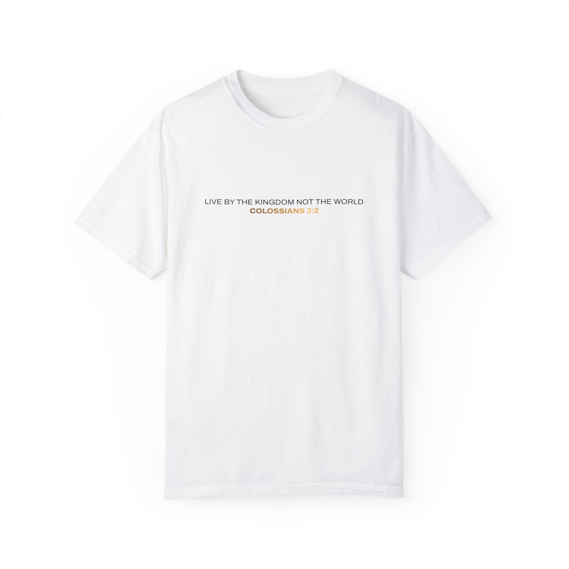 "Live By the Kingdom Not the World Colossians 3:2" Unisex Garment-Dyed T-Shirt - The Shield of Light